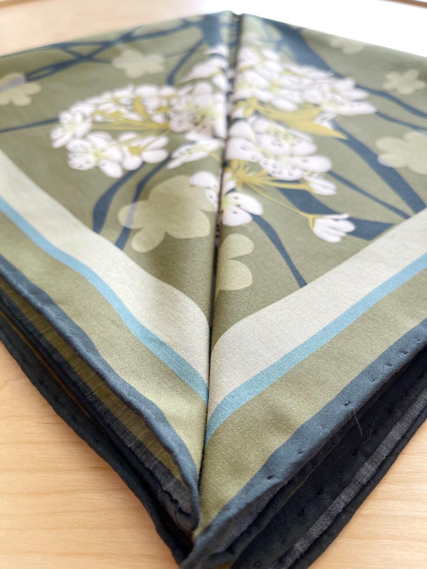 CD. Special order Sour Cherry Blossoms Pima Cotton Lawn 26” square scarf