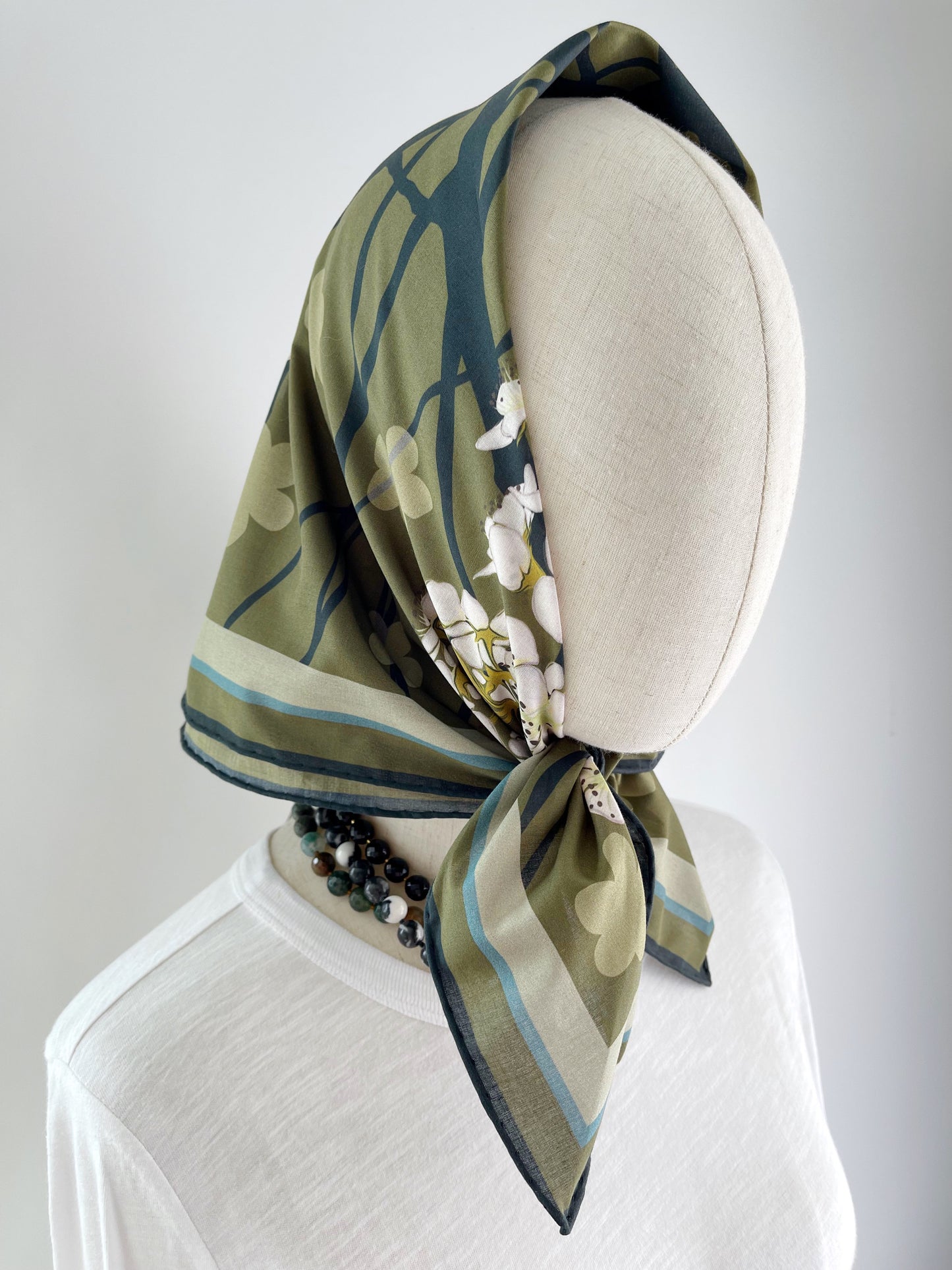 CD. Special order Sour Cherry Blossoms Pima Cotton Lawn 26” square scarf