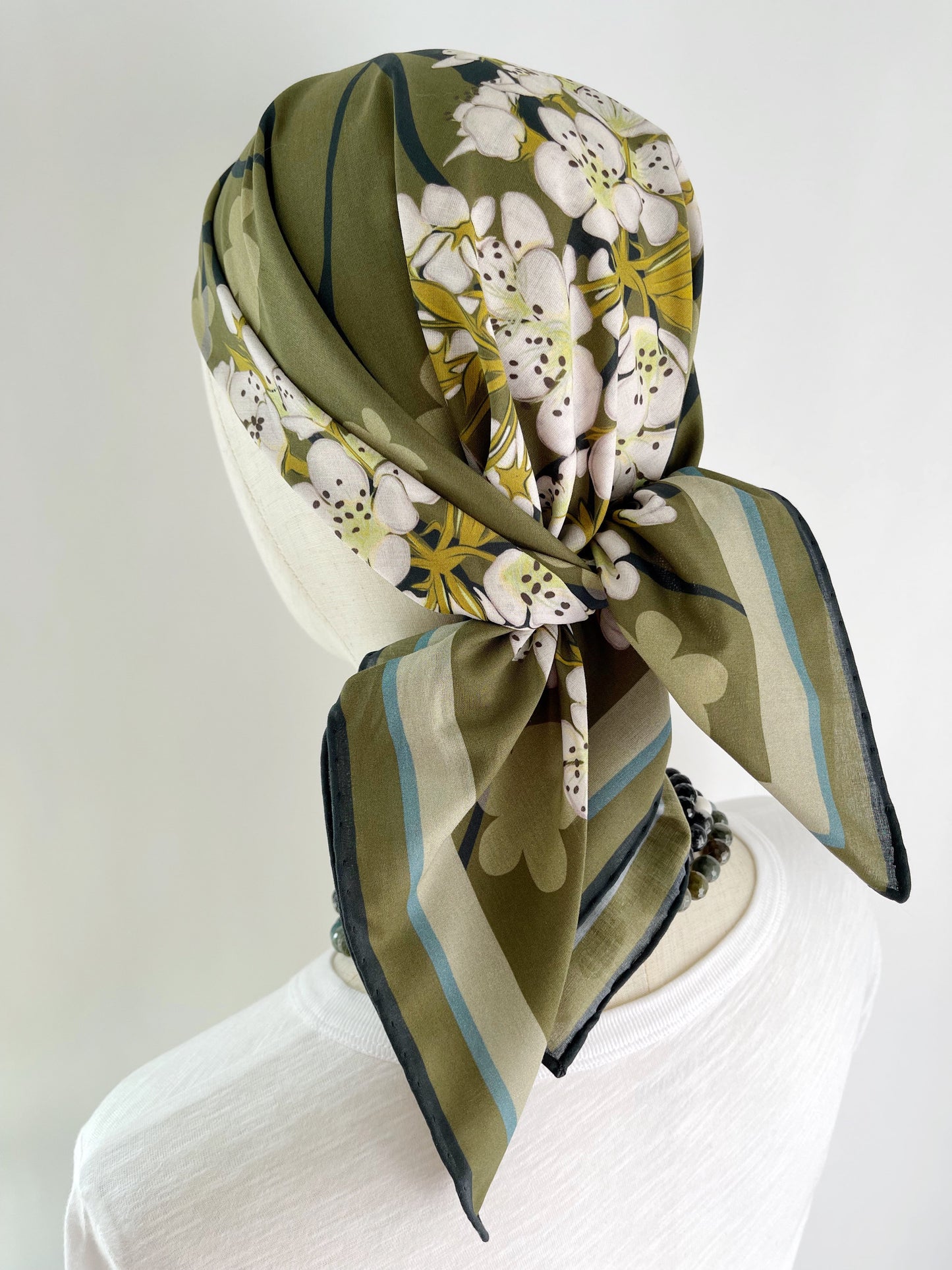 CD. Special order Sour Cherry Blossoms Pima Cotton Lawn 26” square scarf