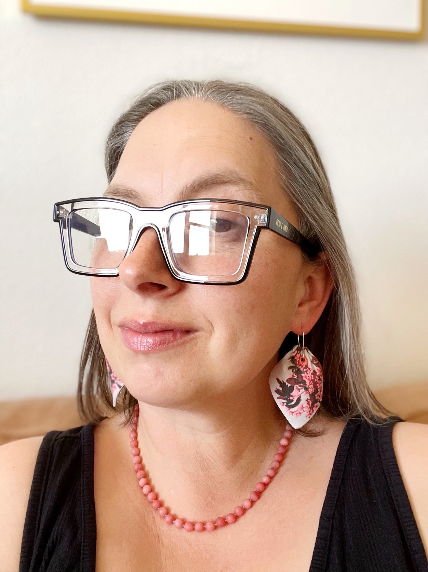 E. Special Order Plum Blossoms large petal cotton statement earrings