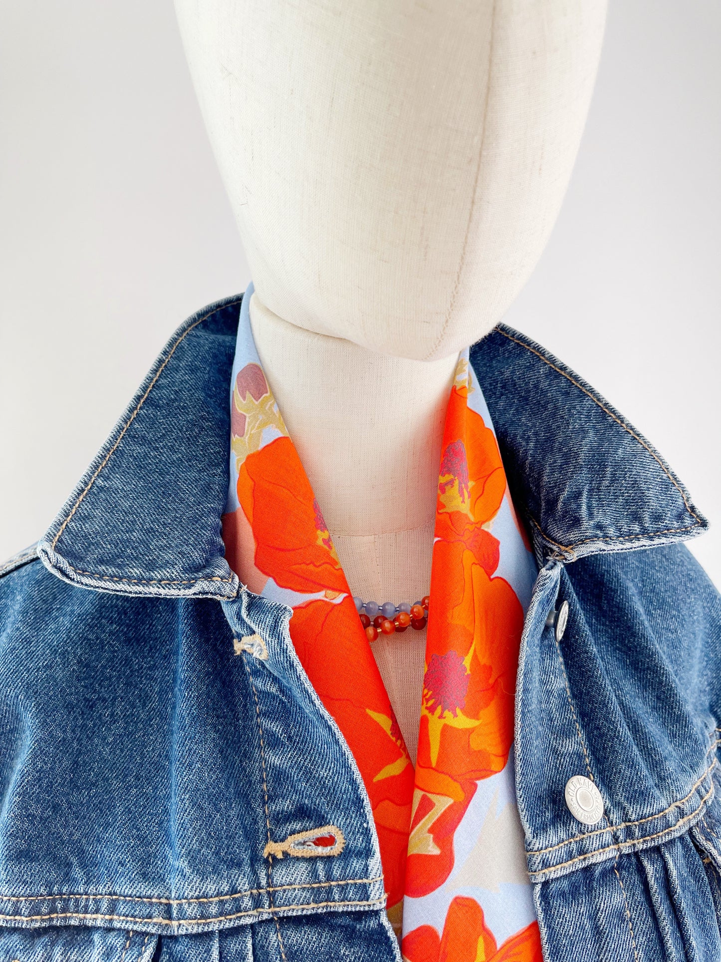 CD. Special Order Apricot Globe Mallow Pima Cotton Lawn 26” square scarf