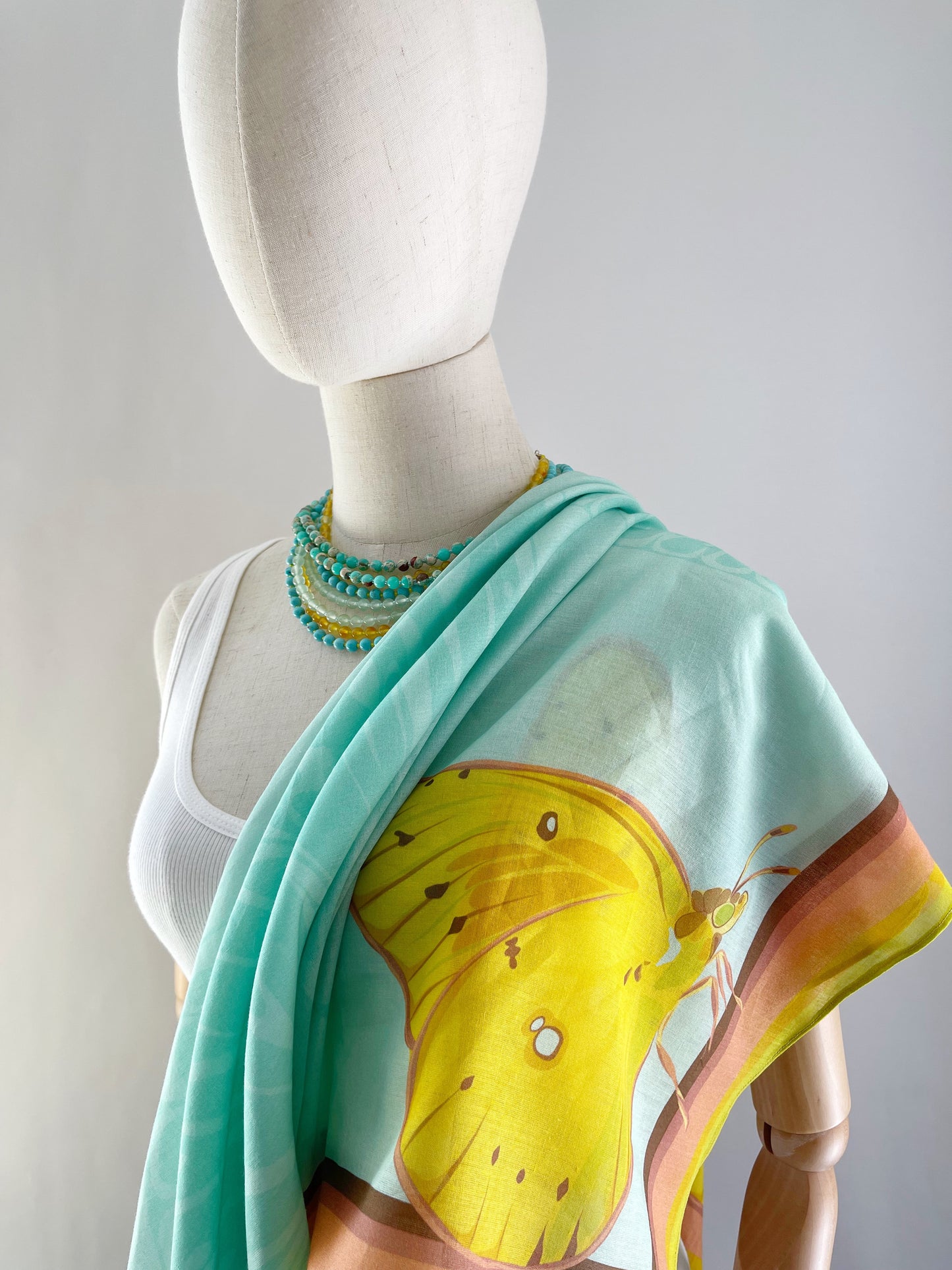 CG. Special Order Lemon Butterflies 40” square Mulayam Cotton Scarf