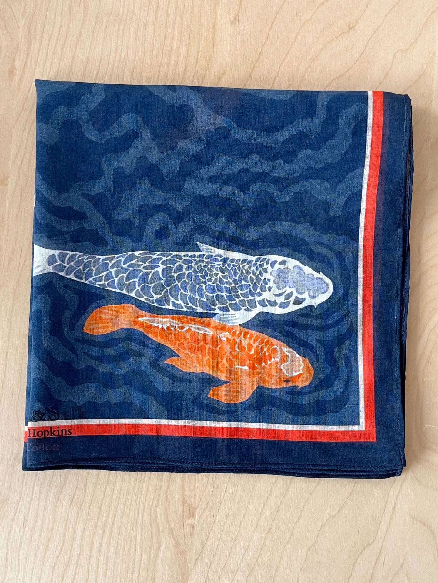 K. Special Order Blue Koi Pond 19” square Mulayam Cotton Scarf