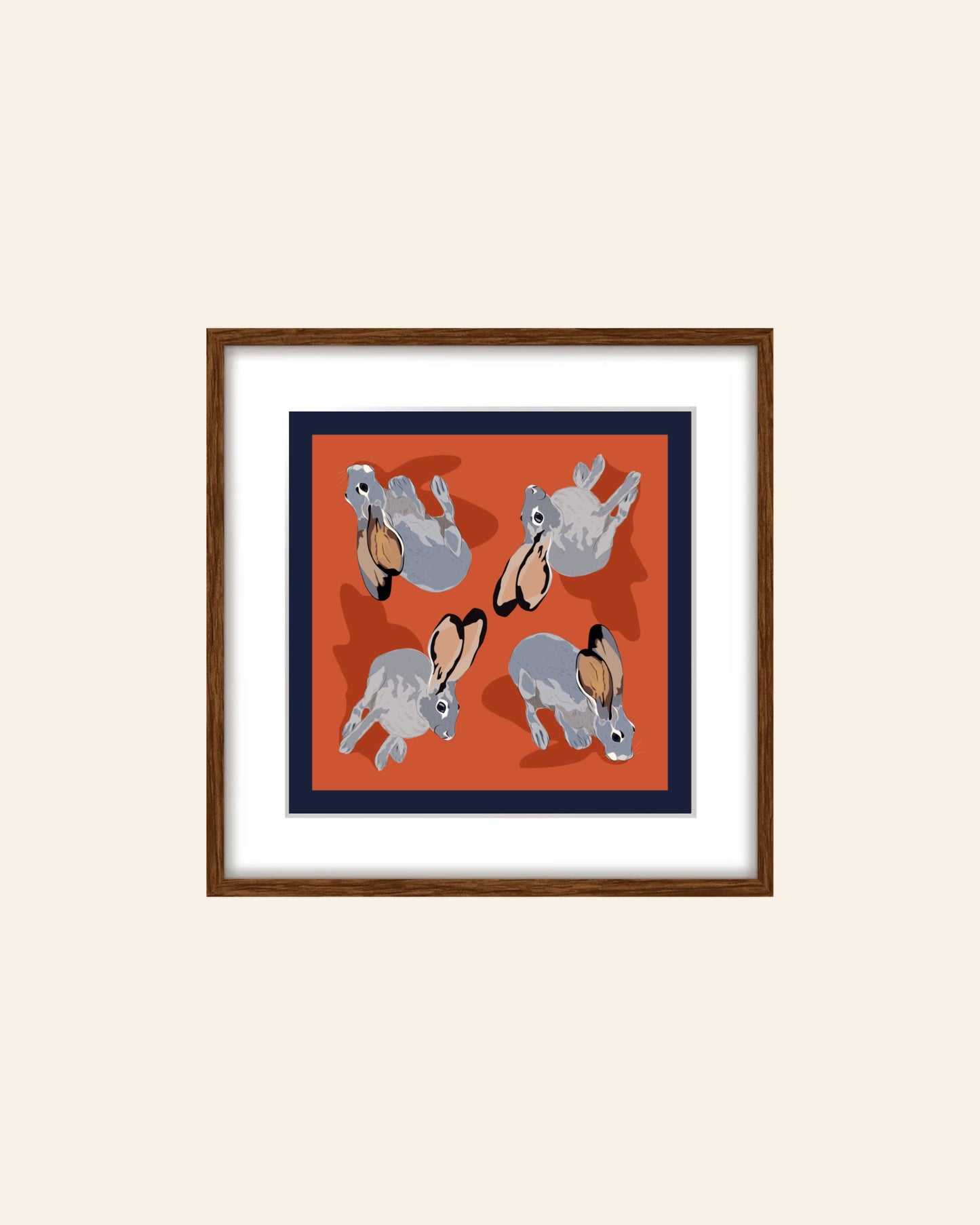 A. Jackrabbit drinking Print on a navy blue background