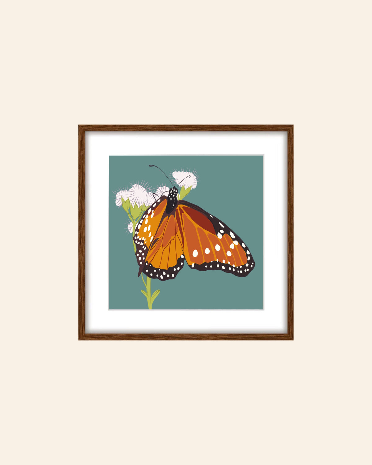 AE. Monarch Butterfly Teal Background Print
