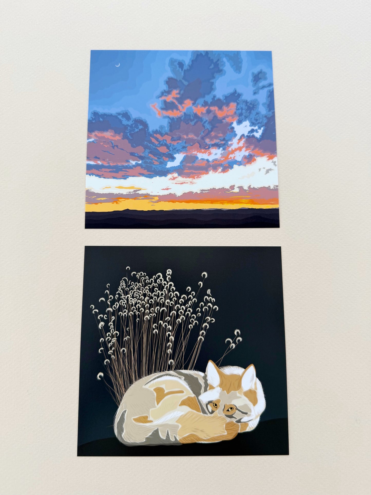 AG. Coyote with grasses print on an espresso brown background