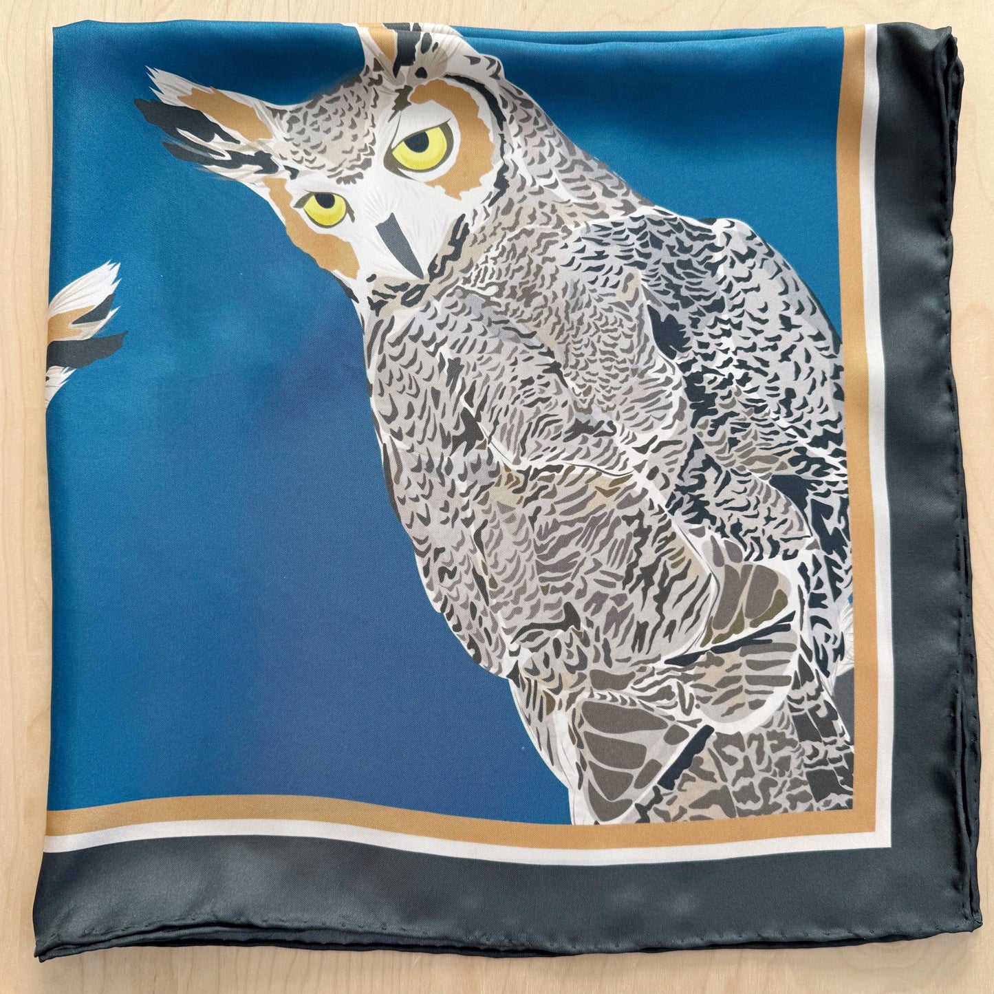 A. Special Order Great Horned Owl 34” Square Silk Twill Scarf