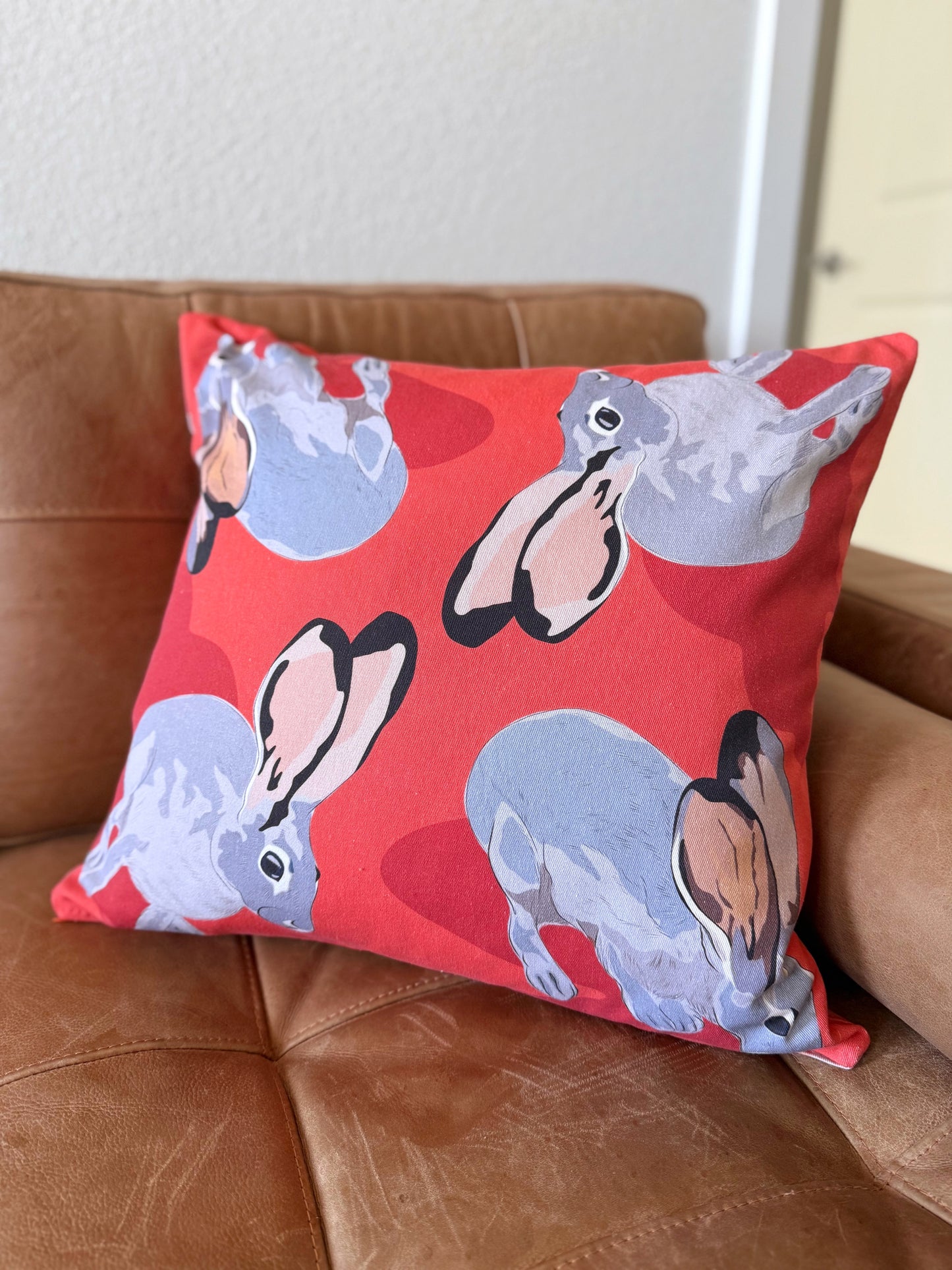 AB. Special Order Jackrabbits on Orange 20” Throw Pillow