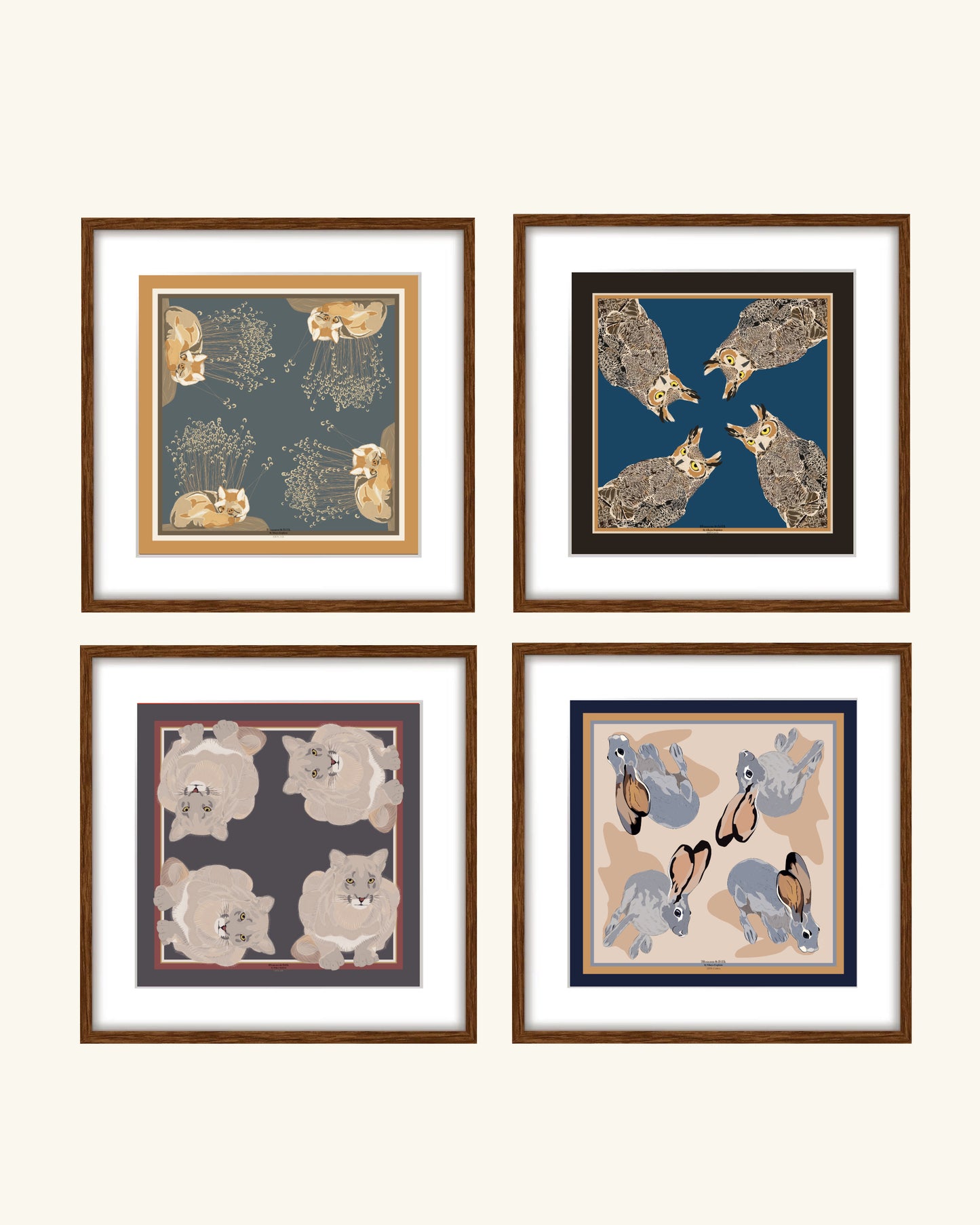 A. Four Corners Wildlife Prints Coyote, Great Horned Owl, Cougar & Jackrabbits
