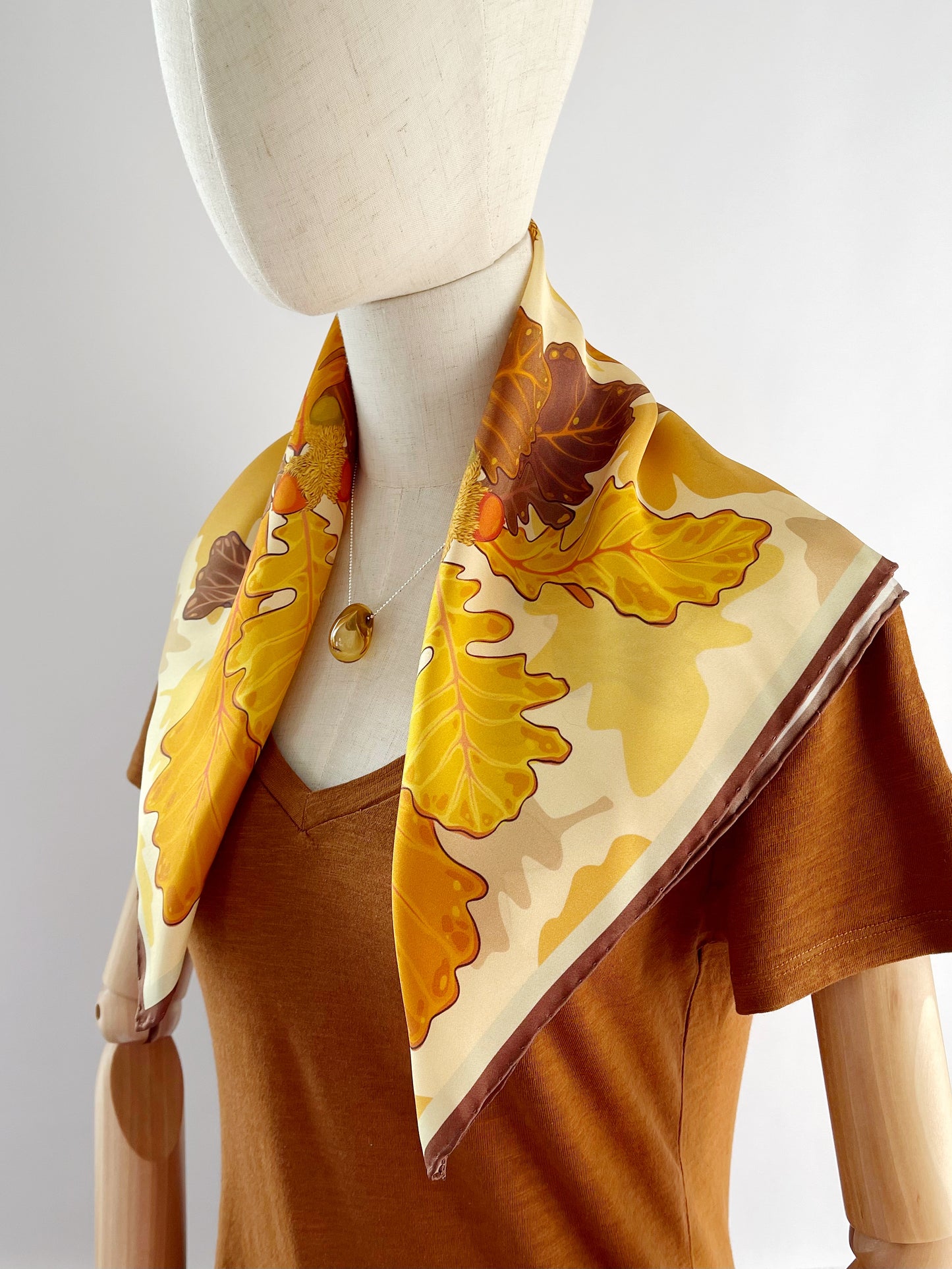 CE. Made to Order Silk Twill Bur Oak scarf 23” square