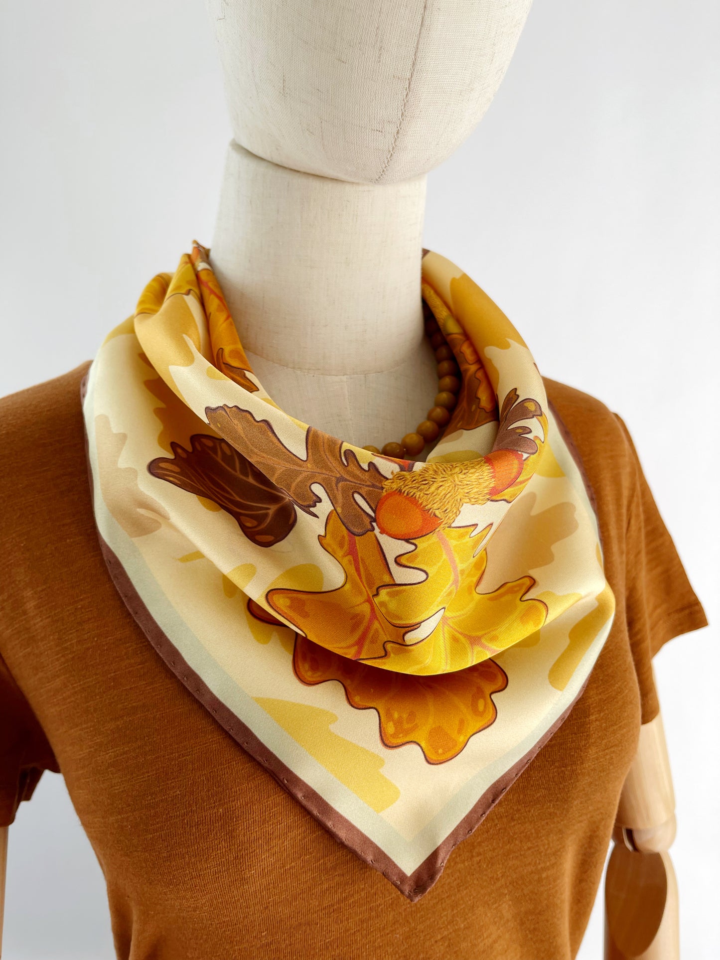 CE. Made to Order Silk Twill Bur Oak scarf 23” square