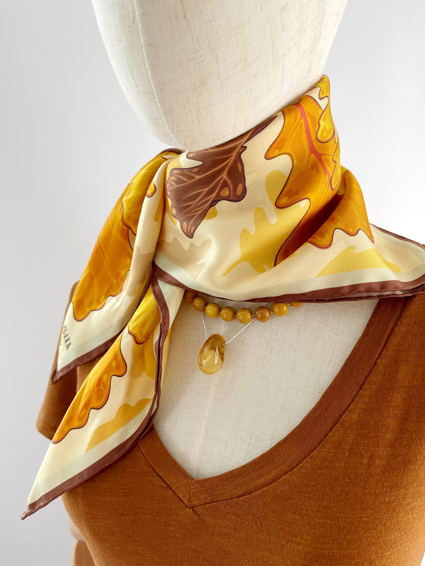 CE. Made to Order Silk Twill Bur Oak scarf 23” square