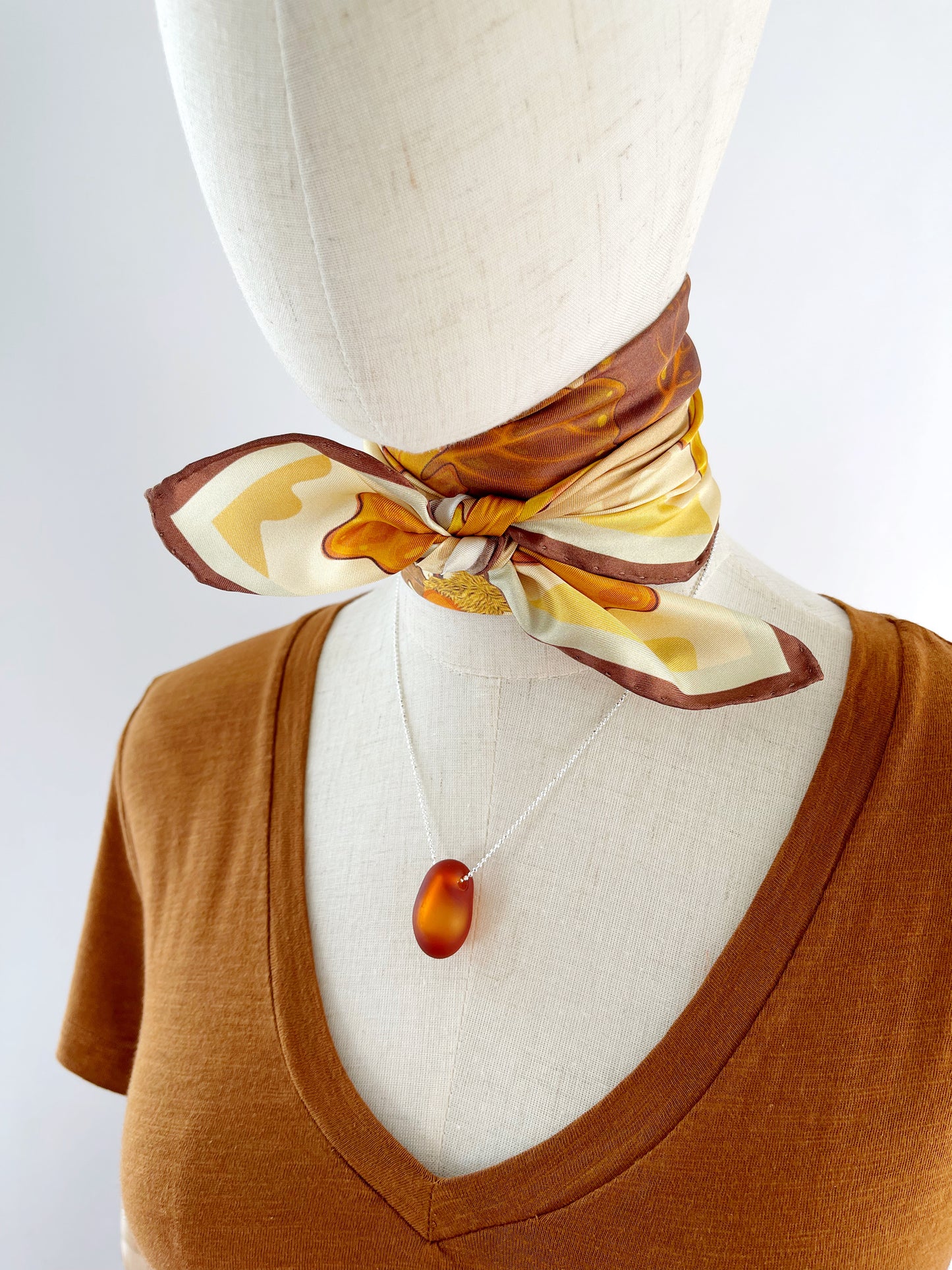 CE. Made to Order Silk Twill Bur Oak scarf 23” square
