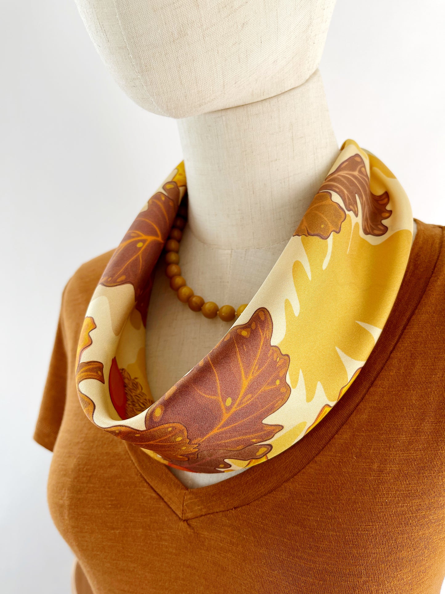 CE. Made to Order Silk Twill Bur Oak scarf 23” square