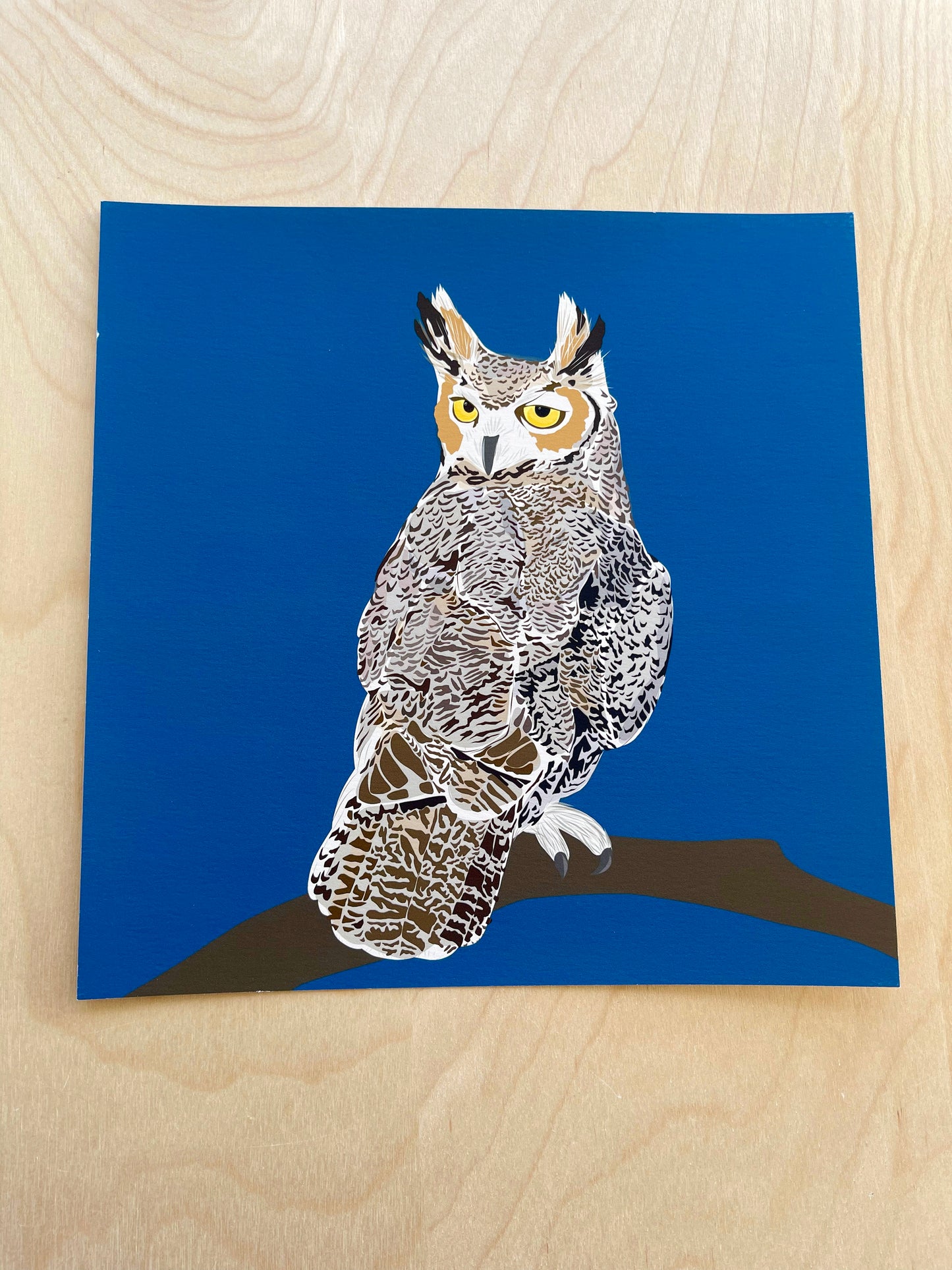 A. Print of my Great Horned Owl drawing 8” square