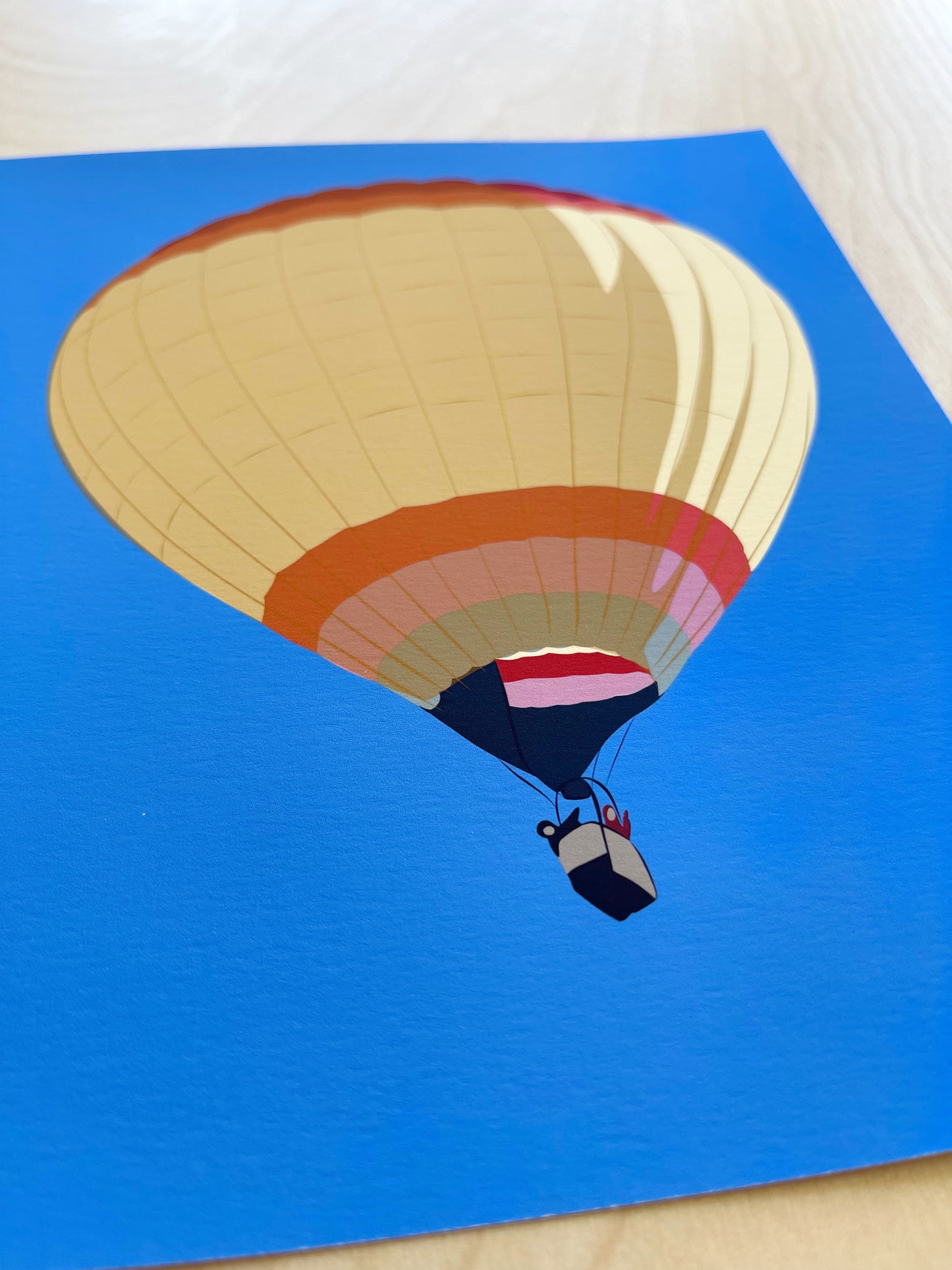 CB. Print of my Pale Yellow Hot Air Balloon drawing 8” square