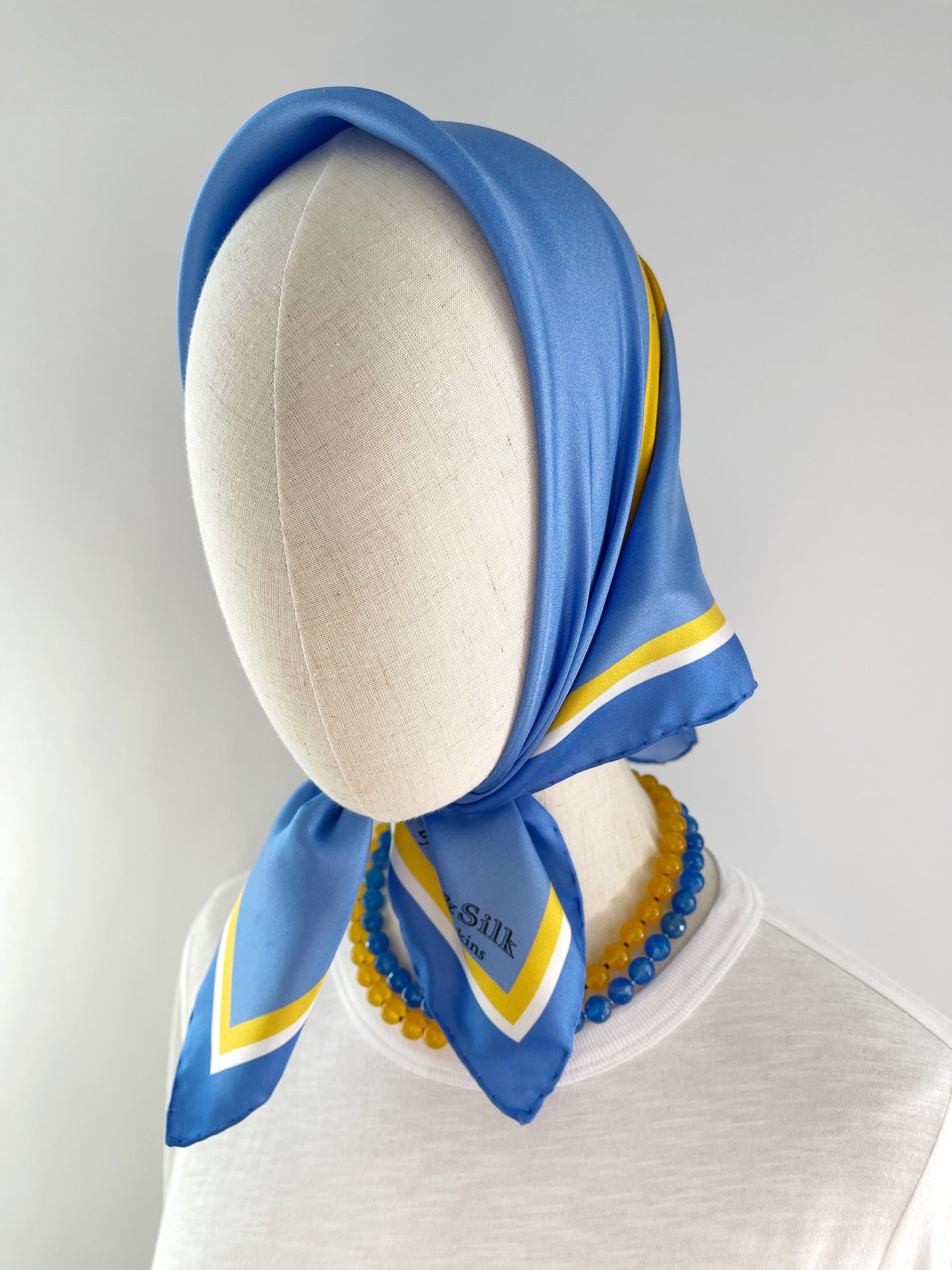 CC. Special Order Yellow Plane in a Blue Sky Silk Twill Scarf
