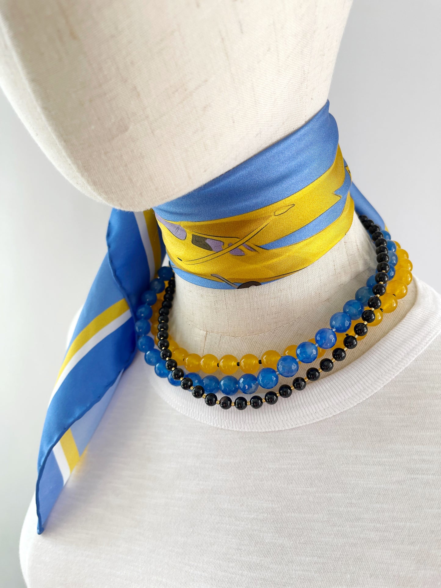 CC. Special Order Yellow Plane in a Blue Sky Silk Twill Scarf