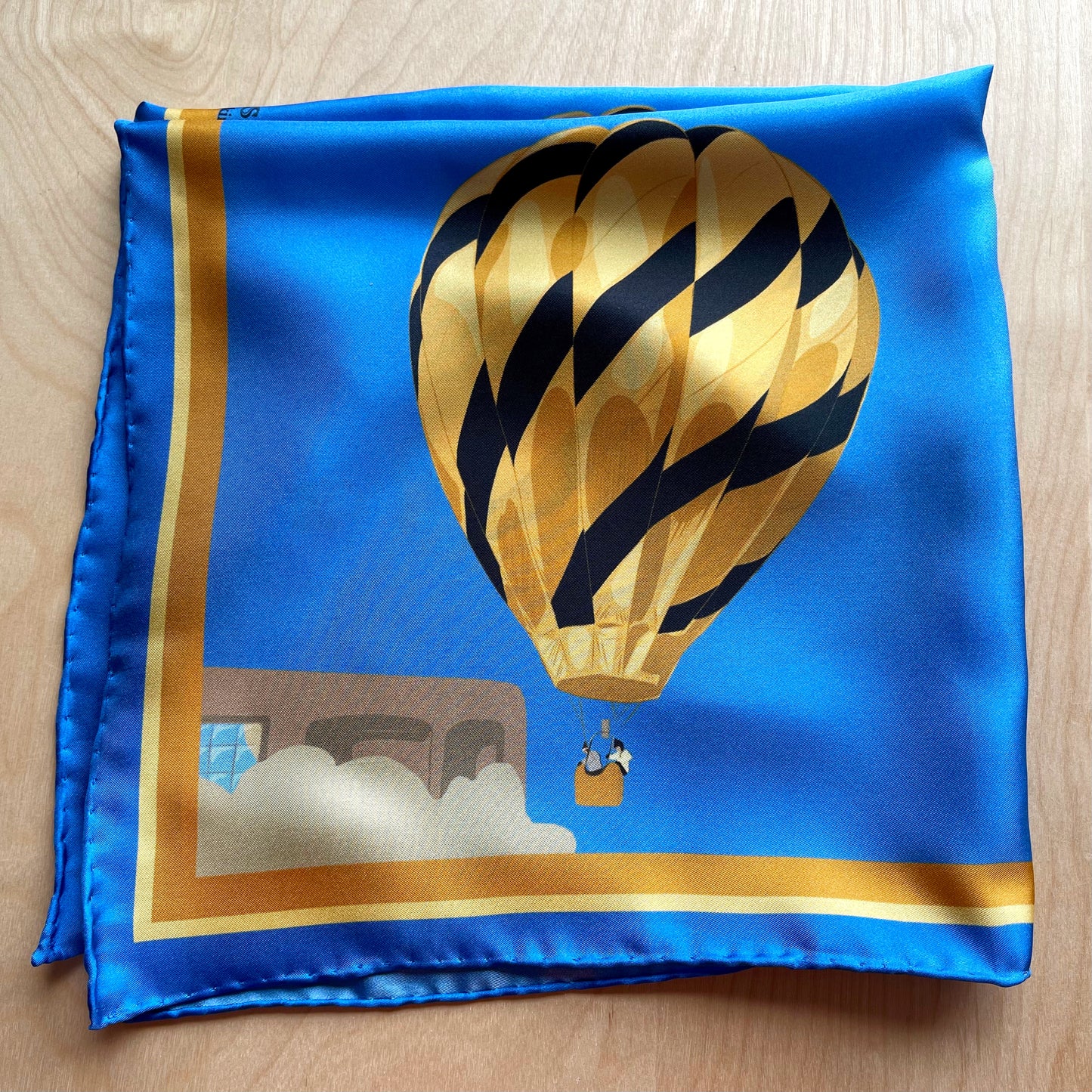 CB. Special Order Black & Gold Hot Air Balloon Silk Twill Scarf