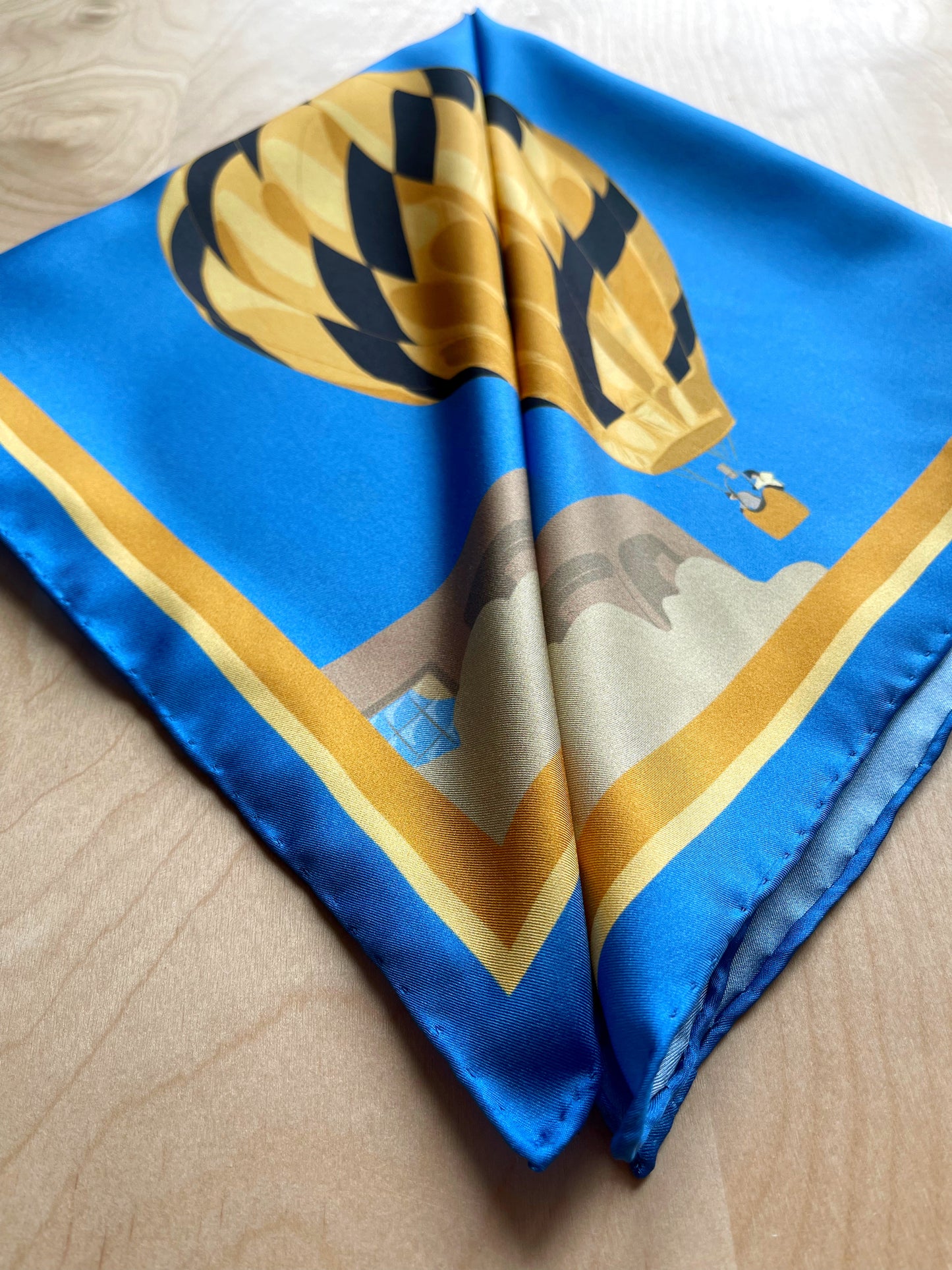 CB. Special Order Black & Gold Hot Air Balloon Silk Twill Scarf