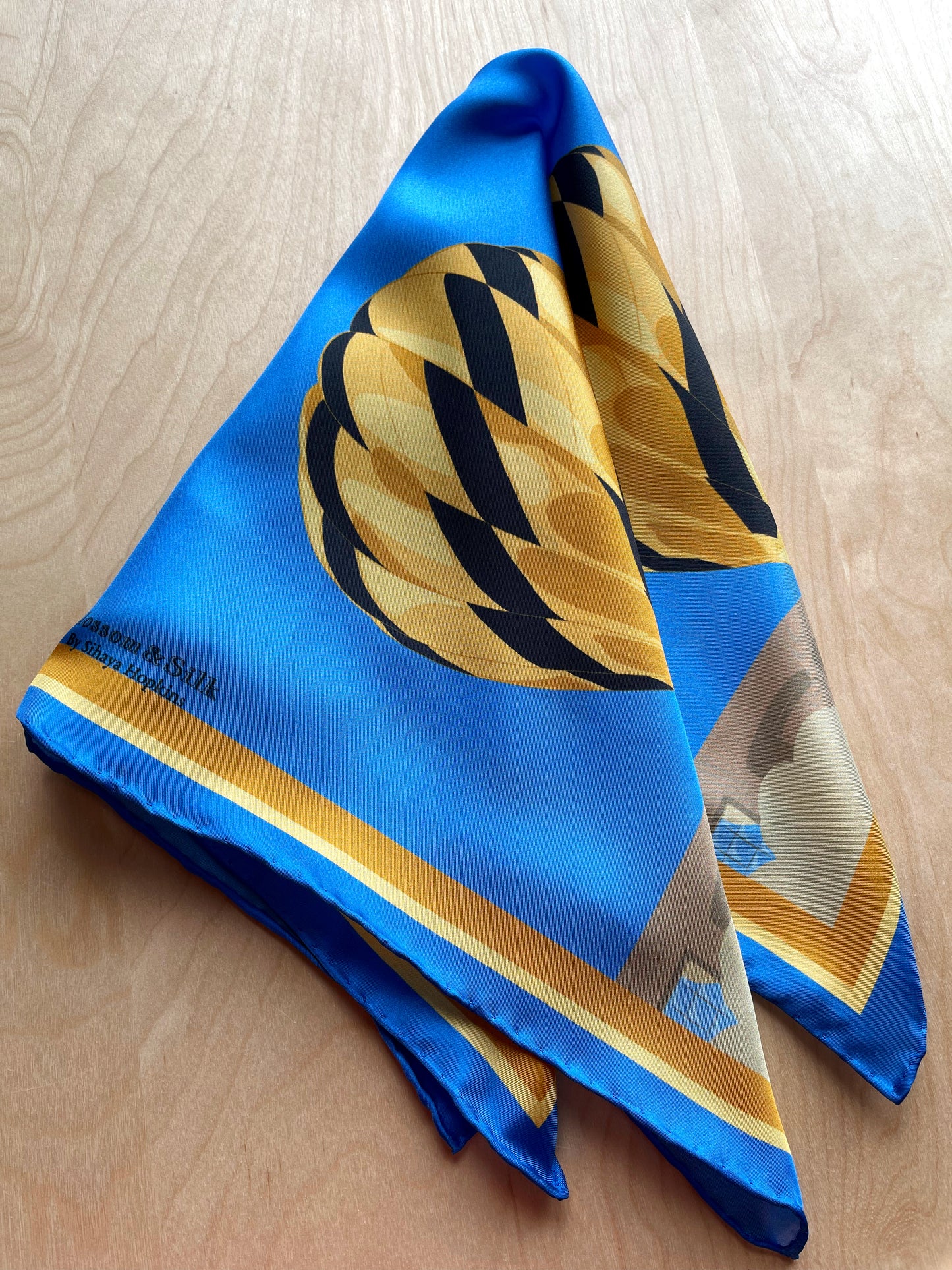 CB. Special Order Black & Gold Hot Air Balloon Silk Twill Scarf