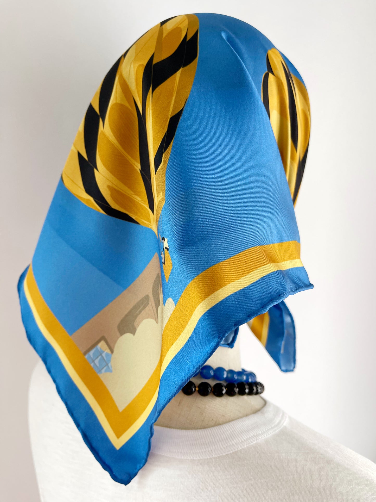 CB. Special Order Black & Gold Hot Air Balloon Silk Twill Scarf