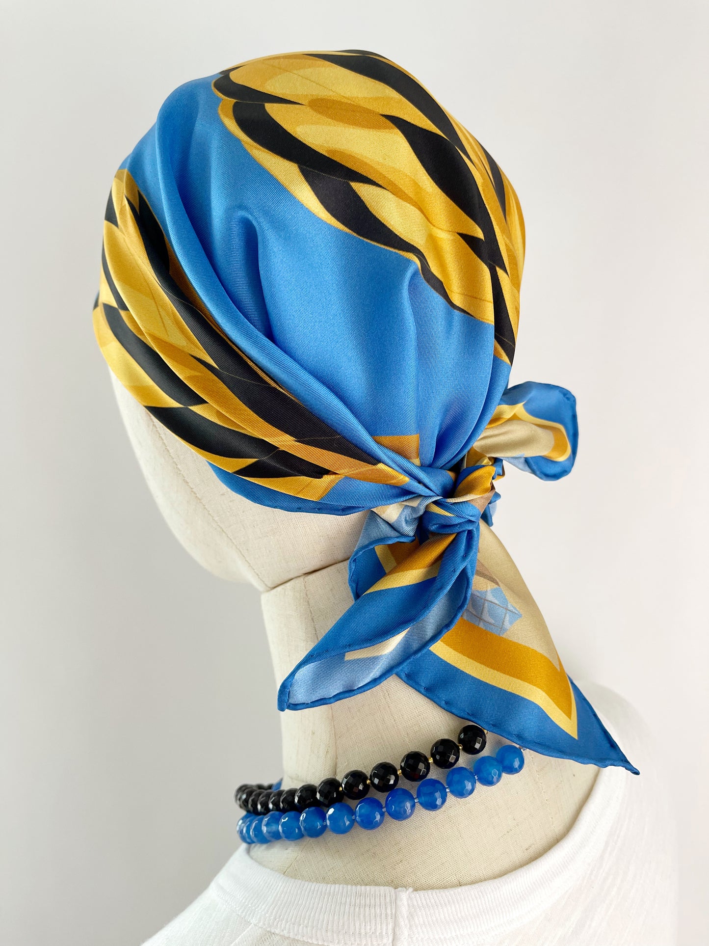 CB. Special Order Black & Gold Hot Air Balloon Silk Twill Scarf