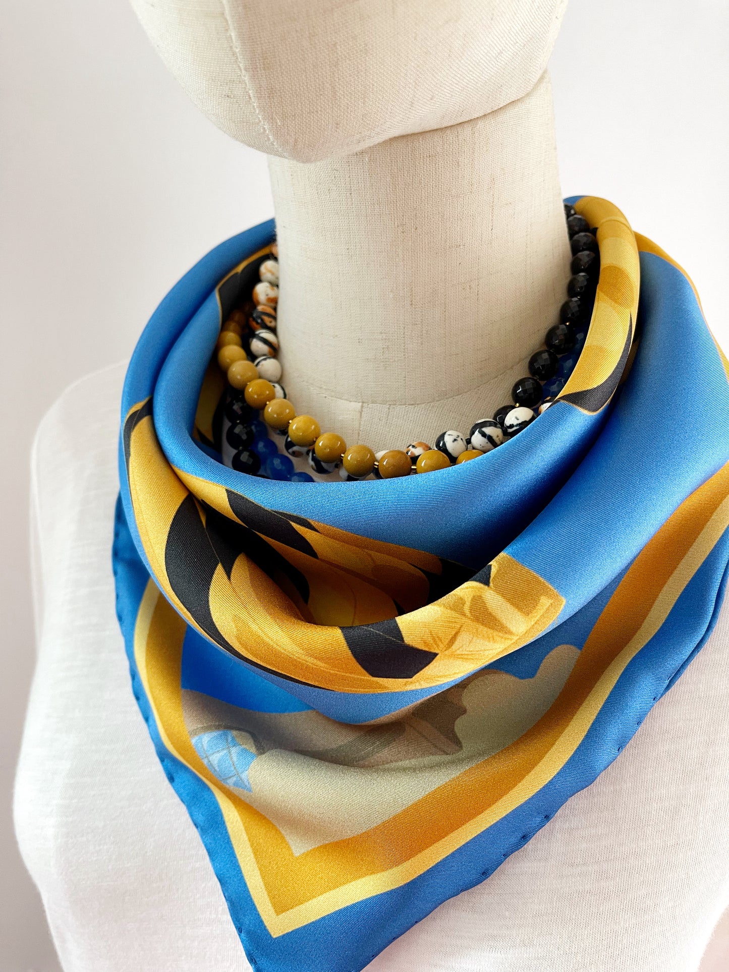 CB. Special Order Black & Gold Hot Air Balloon Silk Twill Scarf