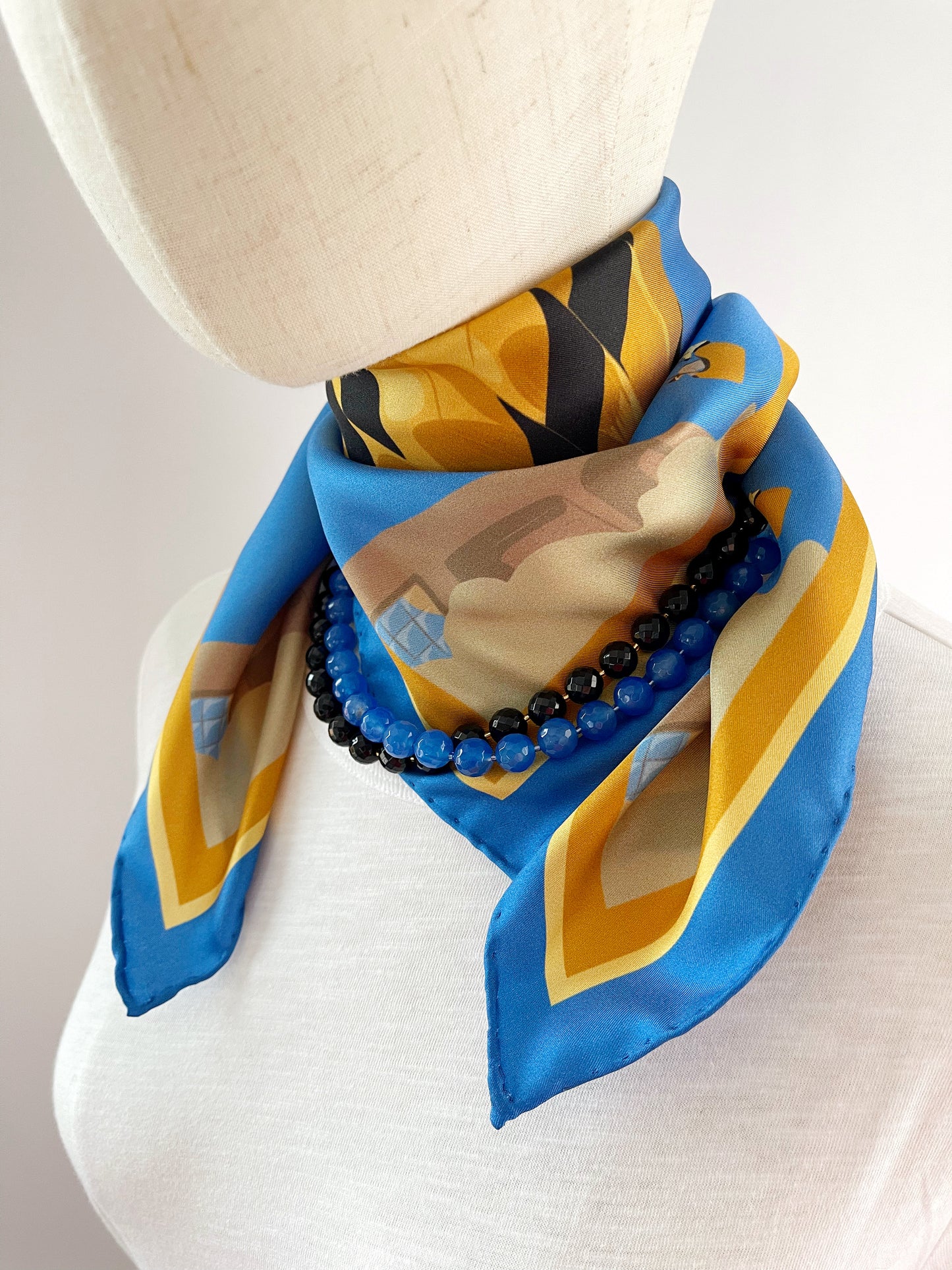CB. Special Order Black & Gold Hot Air Balloon Silk Twill Scarf