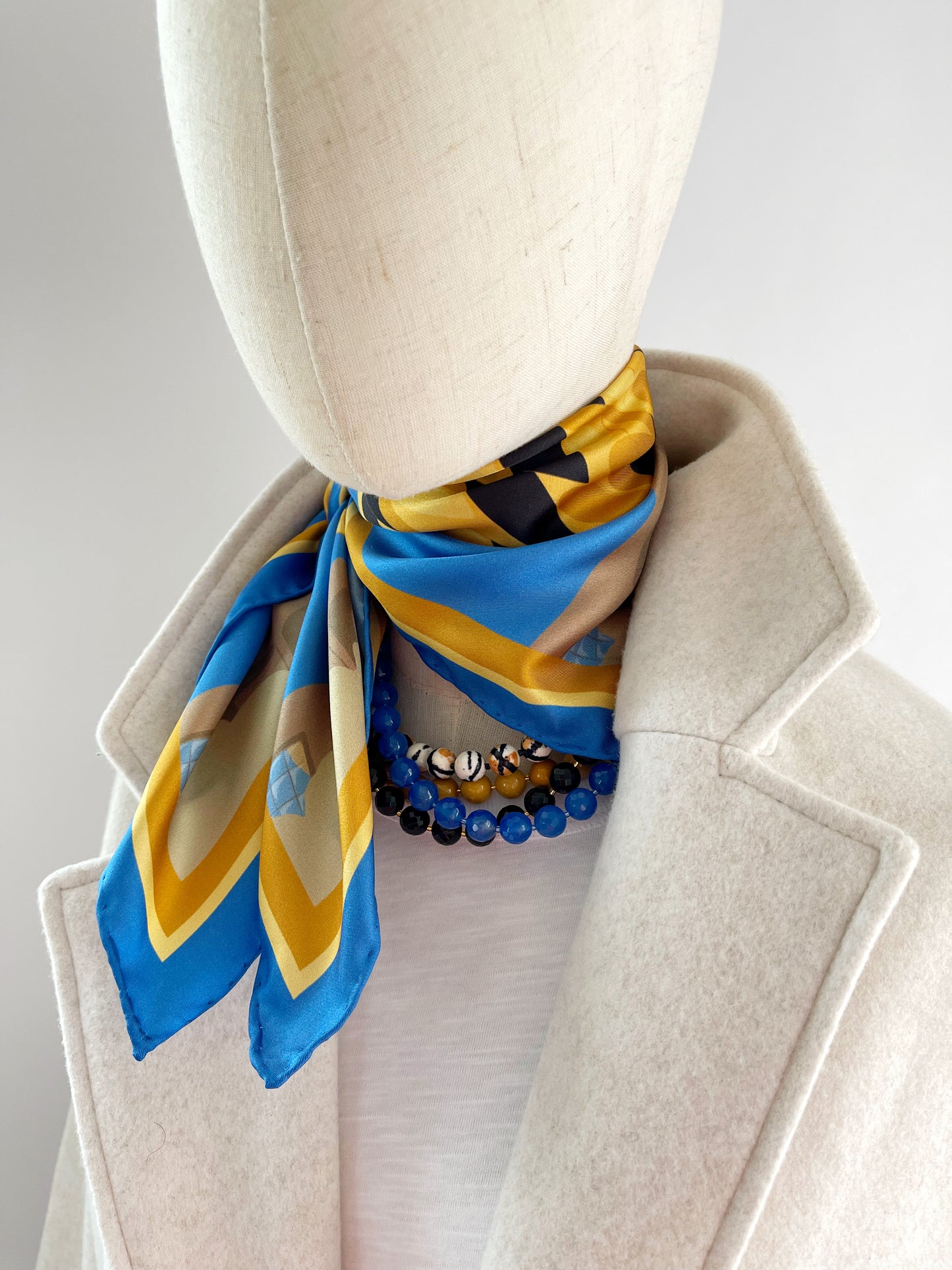 CB. Special Order Black & Gold Hot Air Balloon Silk Twill Scarf