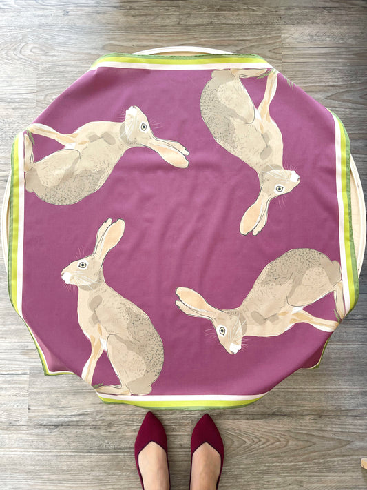 AB. Special Order Jackrabbit on Beetroot Background Pima Cotton Lawn 26” square scarf
