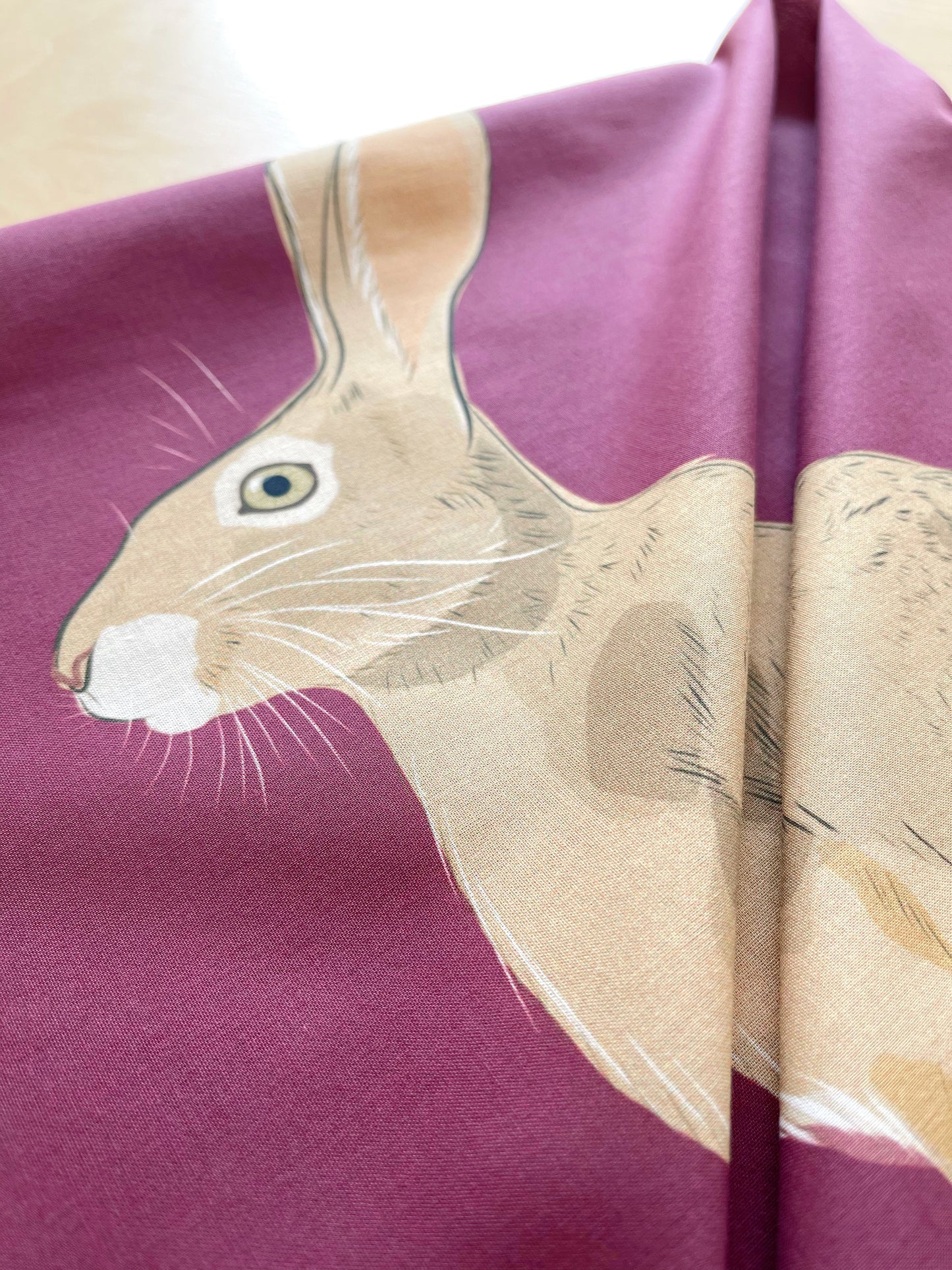 AB. Special Order Jackrabbit on Beetroot Background Pima Cotton Lawn 26” square scarf