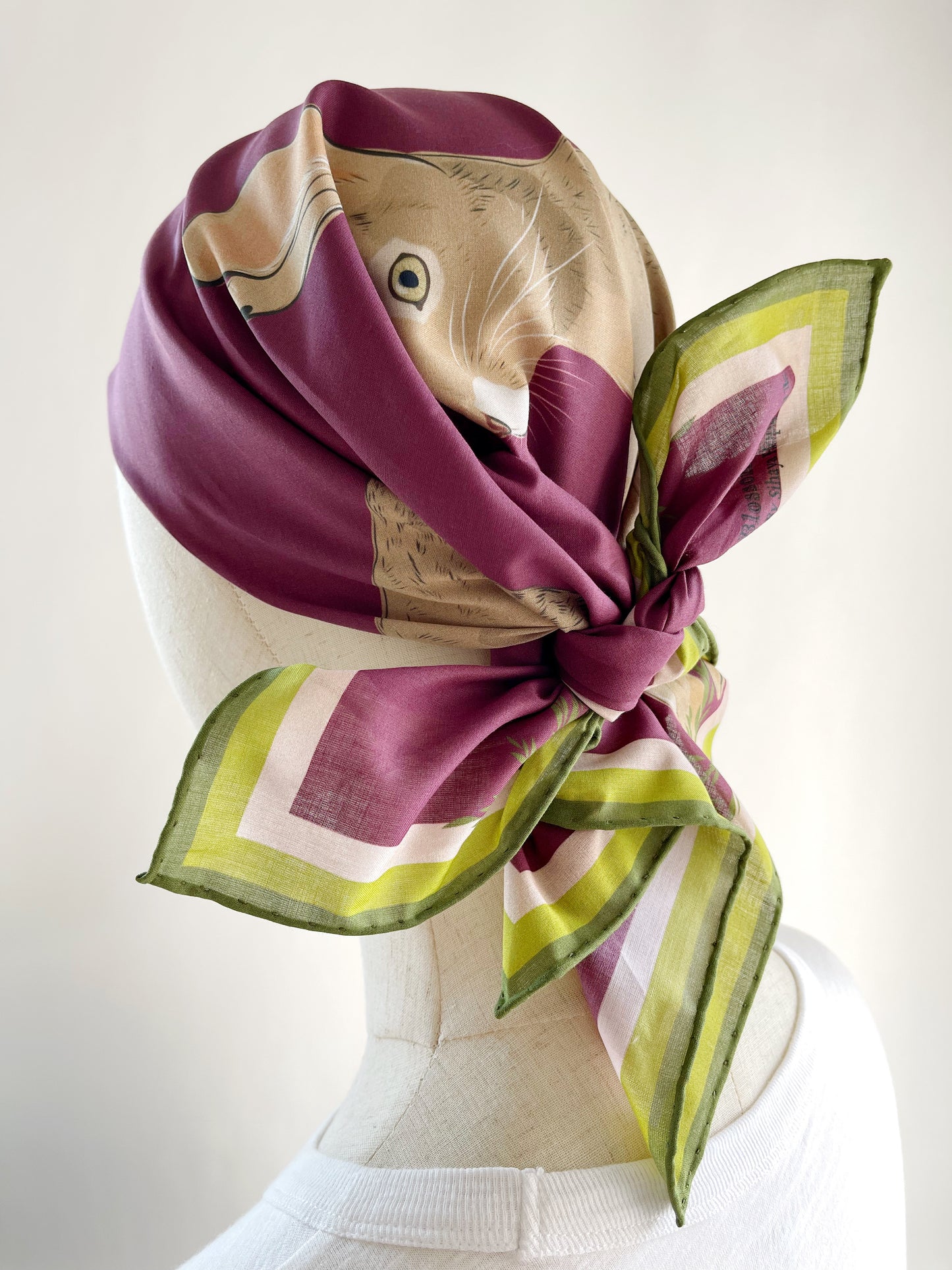 AB. Special Order Jackrabbit on Beetroot Background Pima Cotton Lawn 26” square scarf