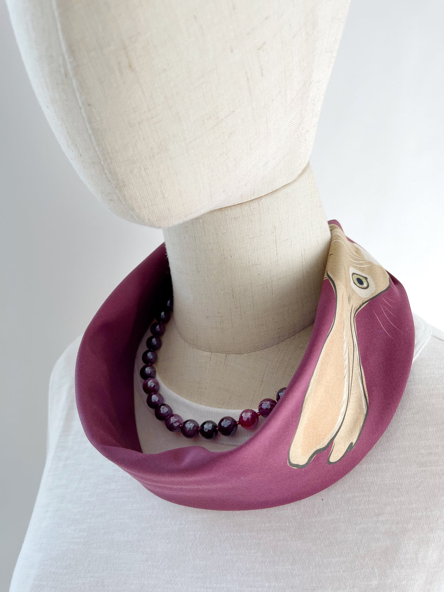 AB. Special Order Jackrabbit on Beetroot Background Pima Cotton Lawn 26” square scarf