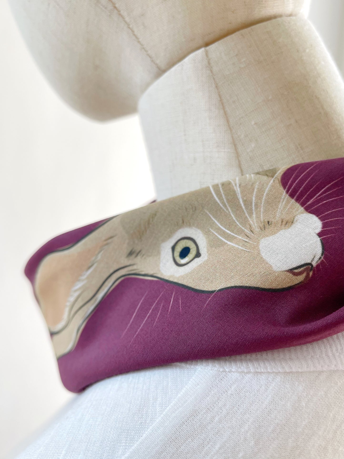 AB. Special Order Jackrabbit on Beetroot Background Pima Cotton Lawn 26” square scarf