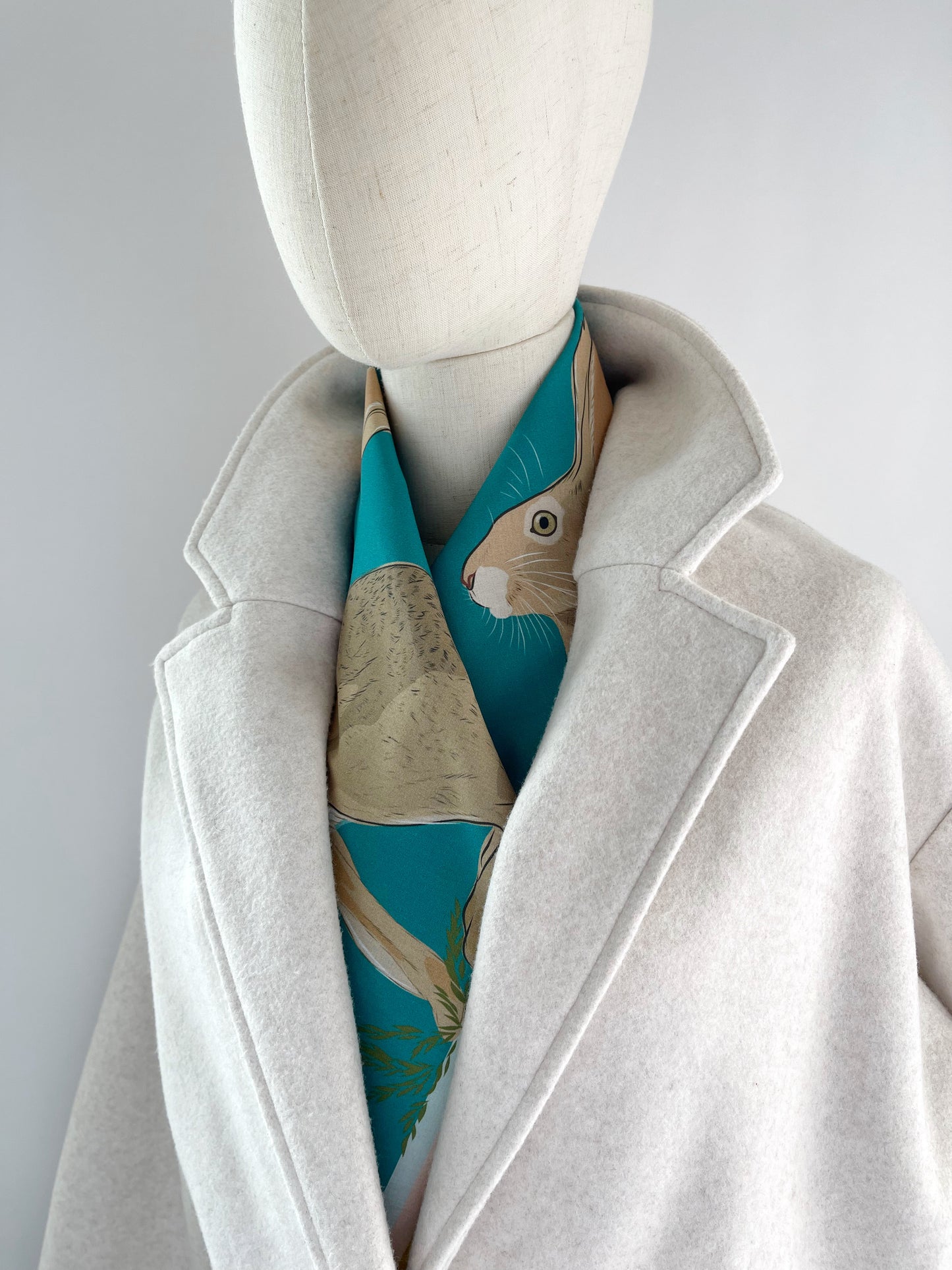 AB. Special Order Jackrabbit on a turquoise blue background Pima Cotton Lawn 26” square scarf