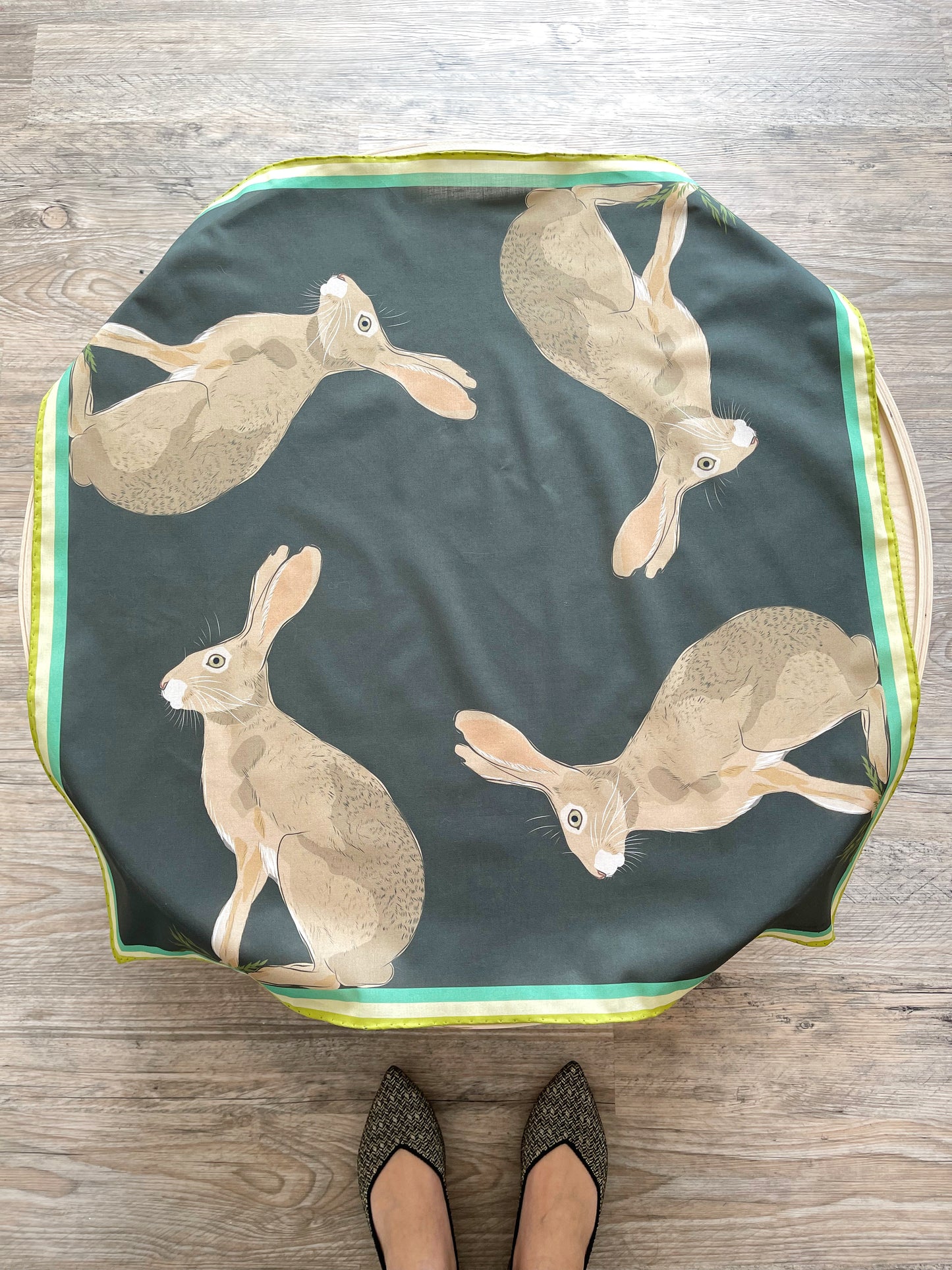 AB. Special Order Jackrabbit on a Dark Chocolate Background Pima Cotton Lawn 26” square scarf