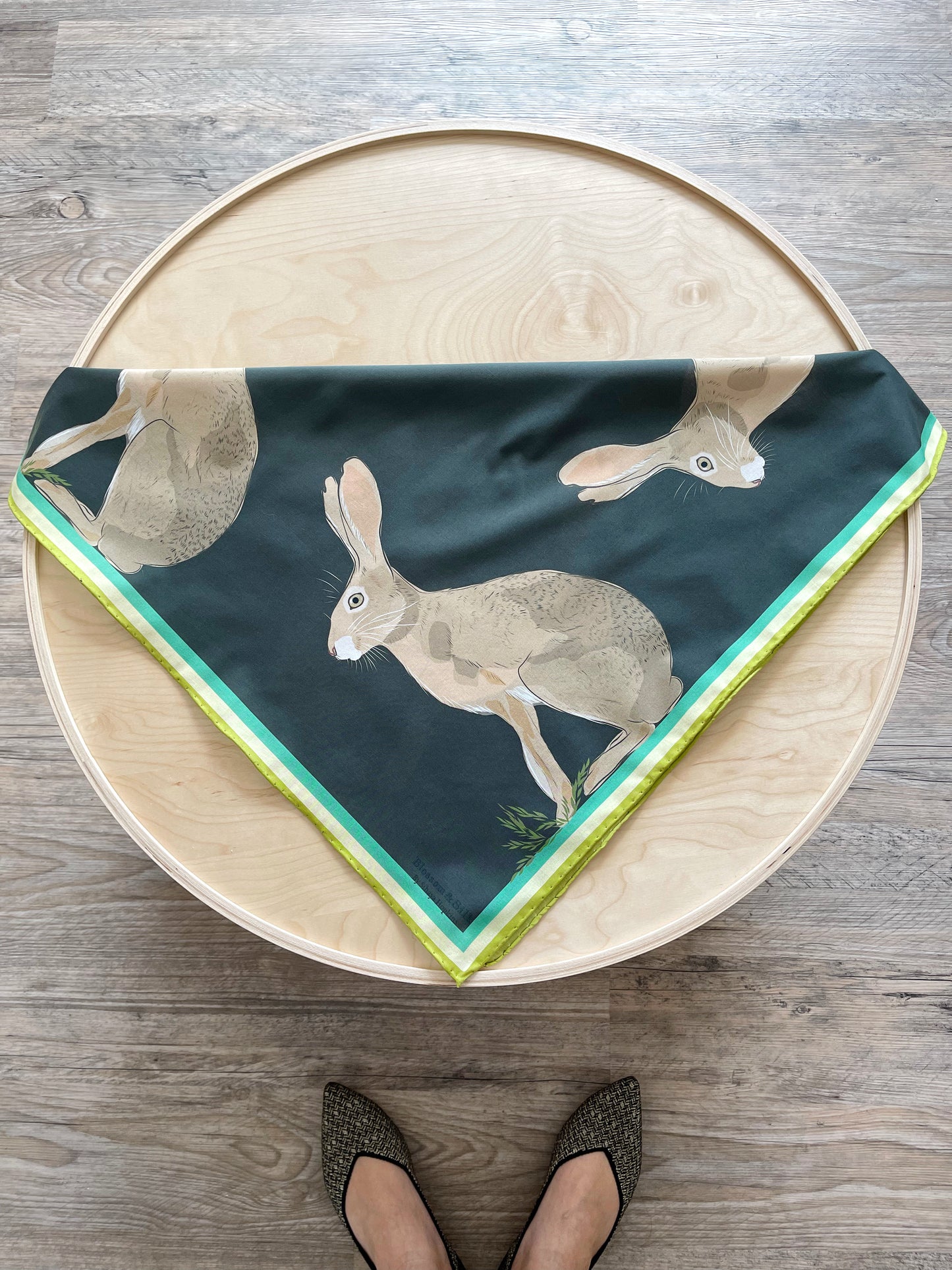 AB. Special Order Jackrabbit on a Dark Chocolate Background Pima Cotton Lawn 26” square scarf
