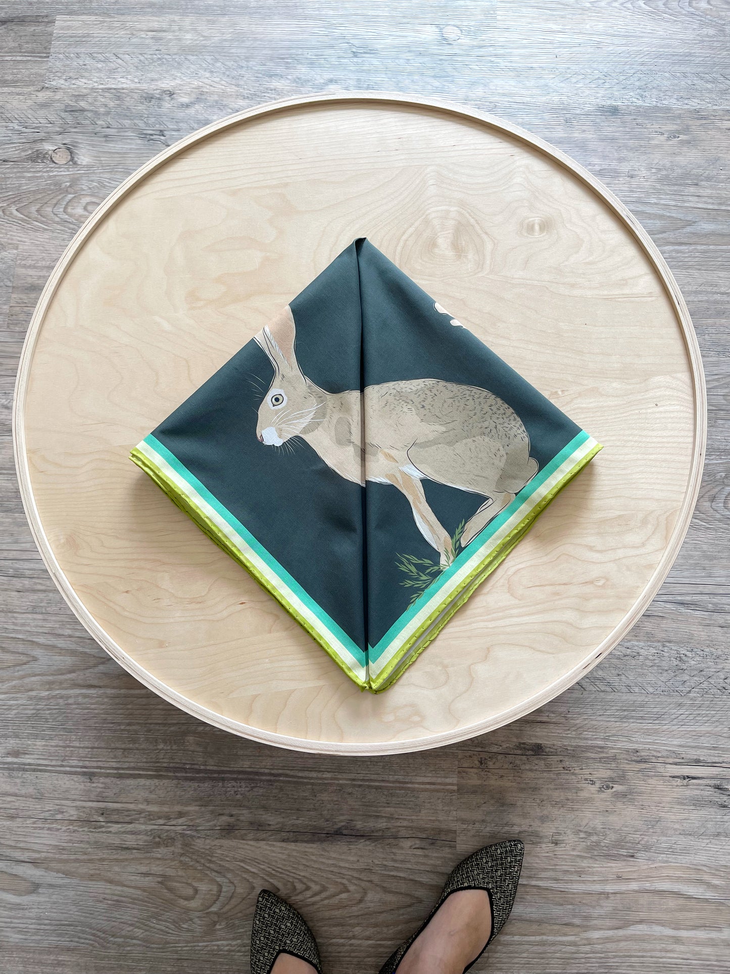 AB. Special Order Jackrabbit on a Dark Chocolate Background Pima Cotton Lawn 26” square scarf