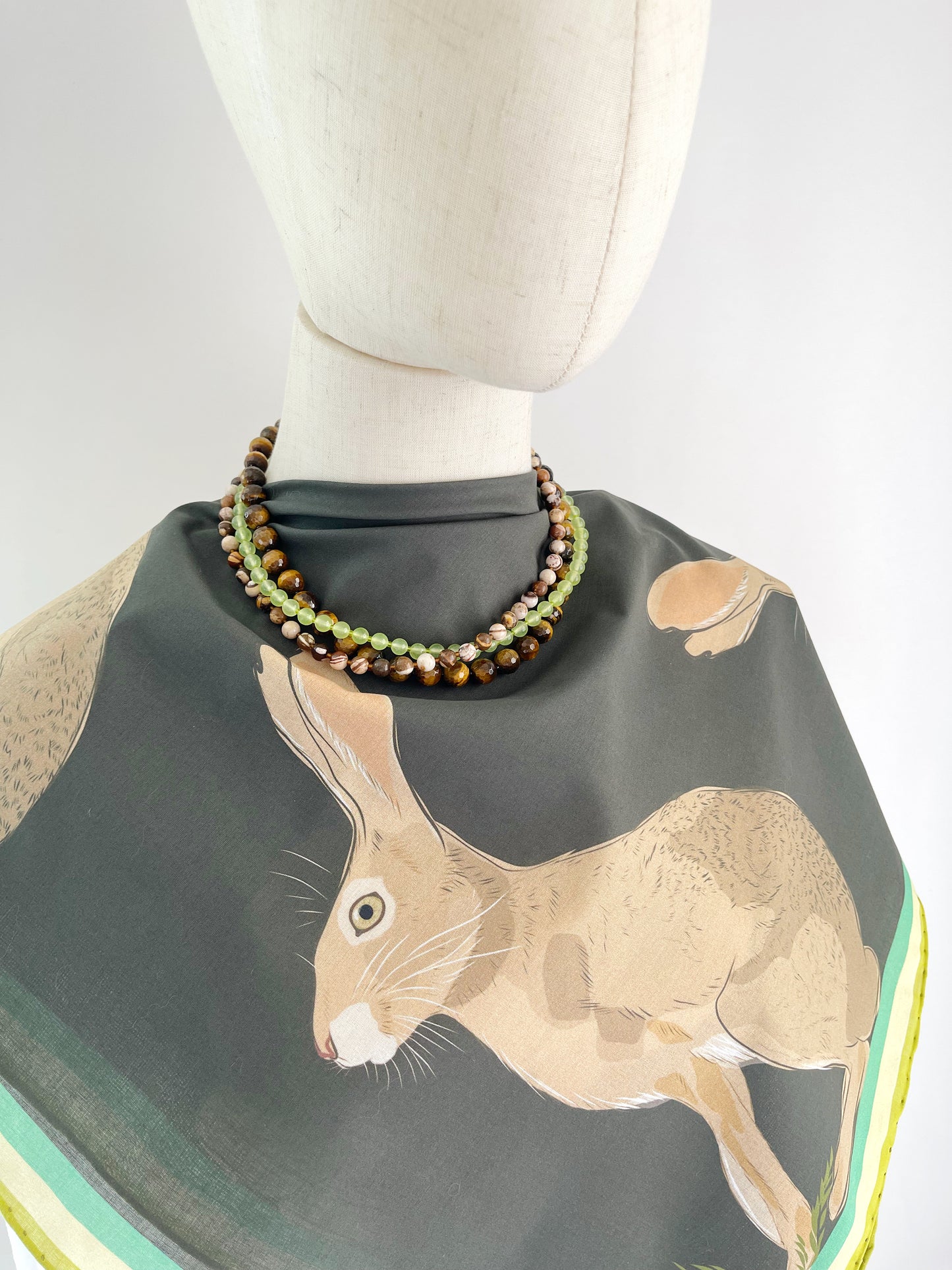 AB. Special Order Jackrabbit on a Dark Chocolate Background Pima Cotton Lawn 26” square scarf