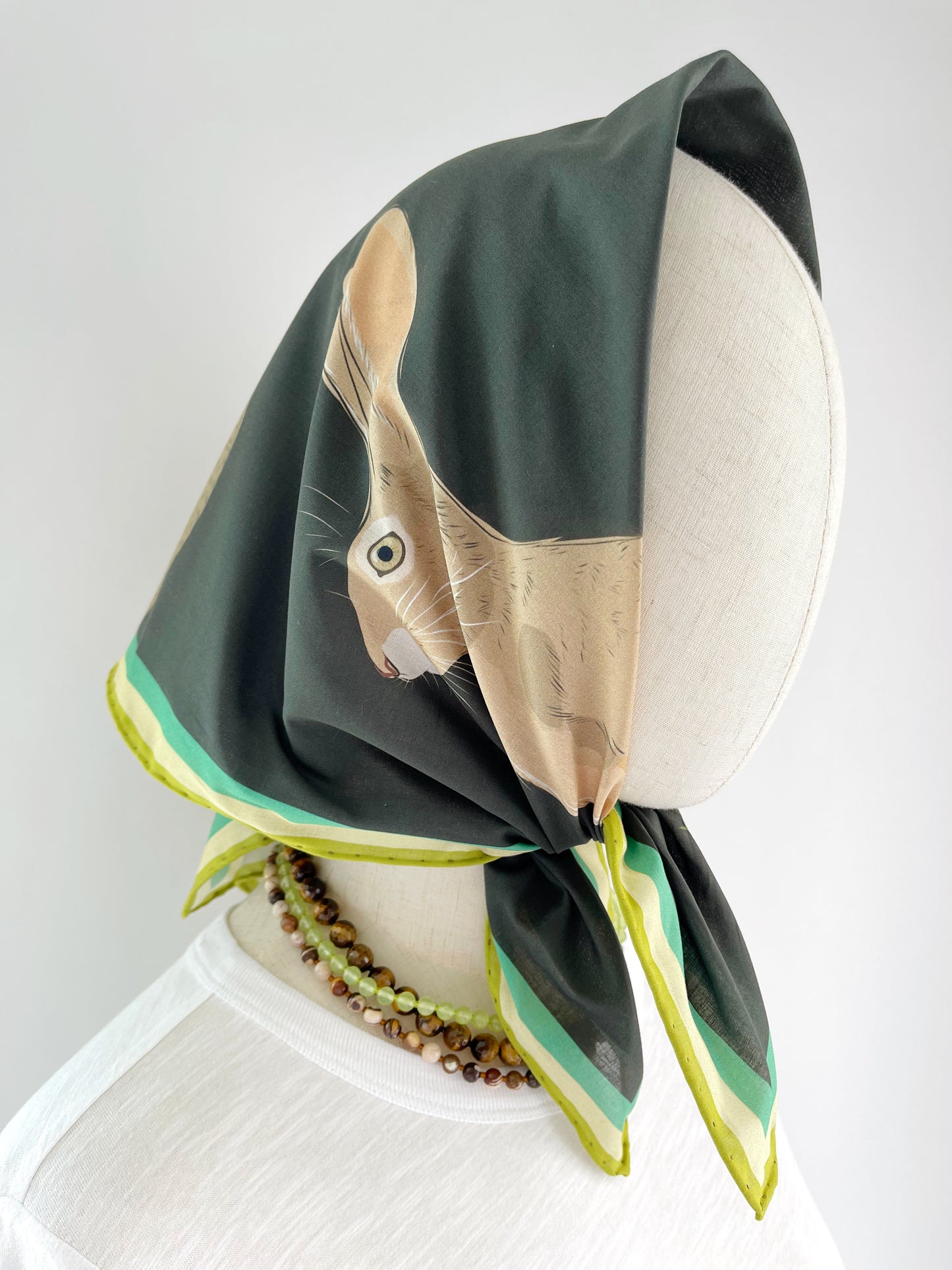 AB. Special Order Jackrabbit on a Dark Chocolate Background Pima Cotton Lawn 26” square scarf