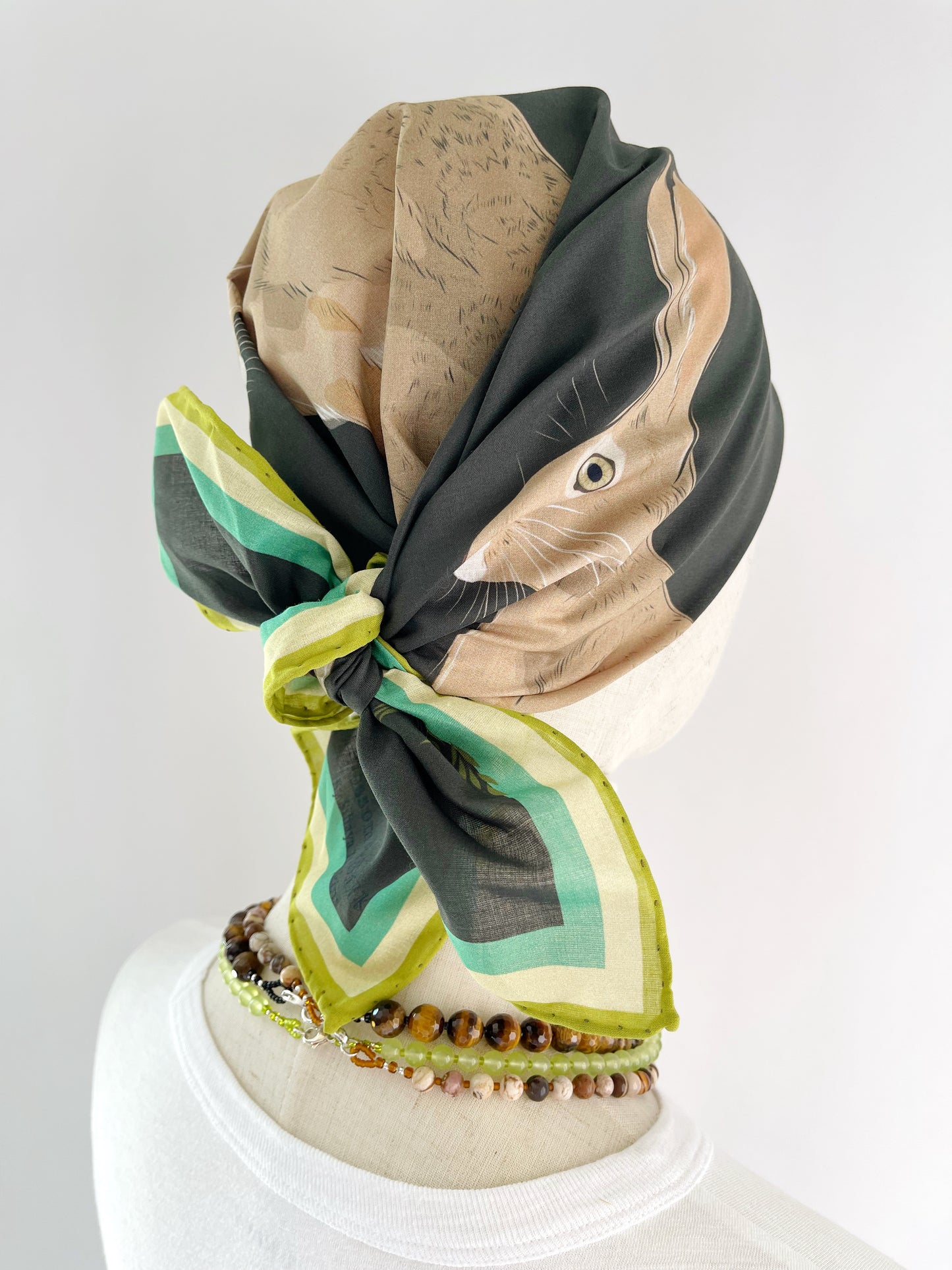 AB. Special Order Jackrabbit on a Dark Chocolate Background Pima Cotton Lawn 26” square scarf