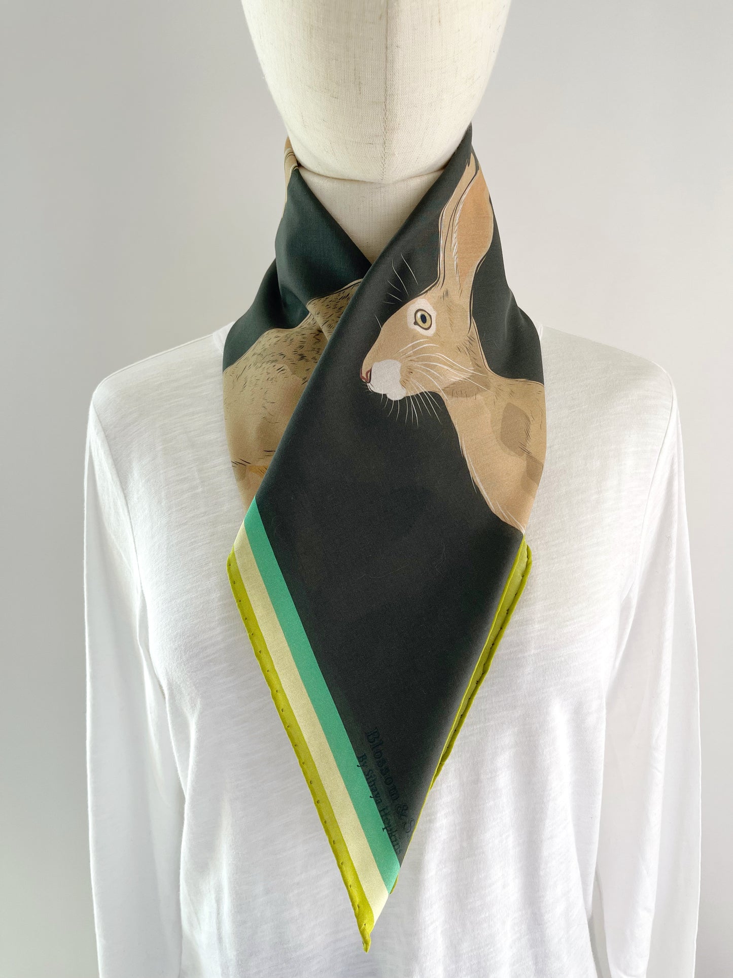 AB. Special Order Jackrabbit on a Dark Chocolate Background Pima Cotton Lawn 26” square scarf