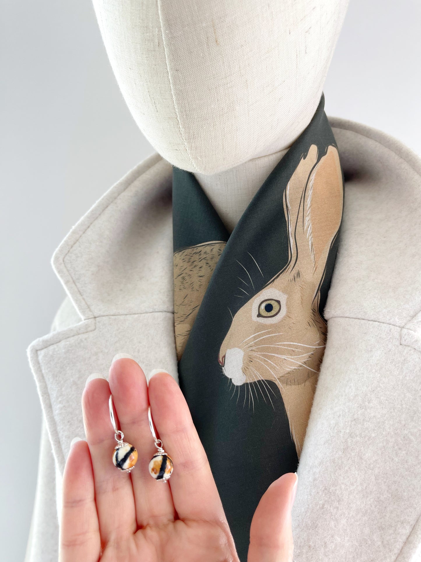 AB. Special Order Jackrabbit on a Dark Chocolate Background Pima Cotton Lawn 26” square scarf