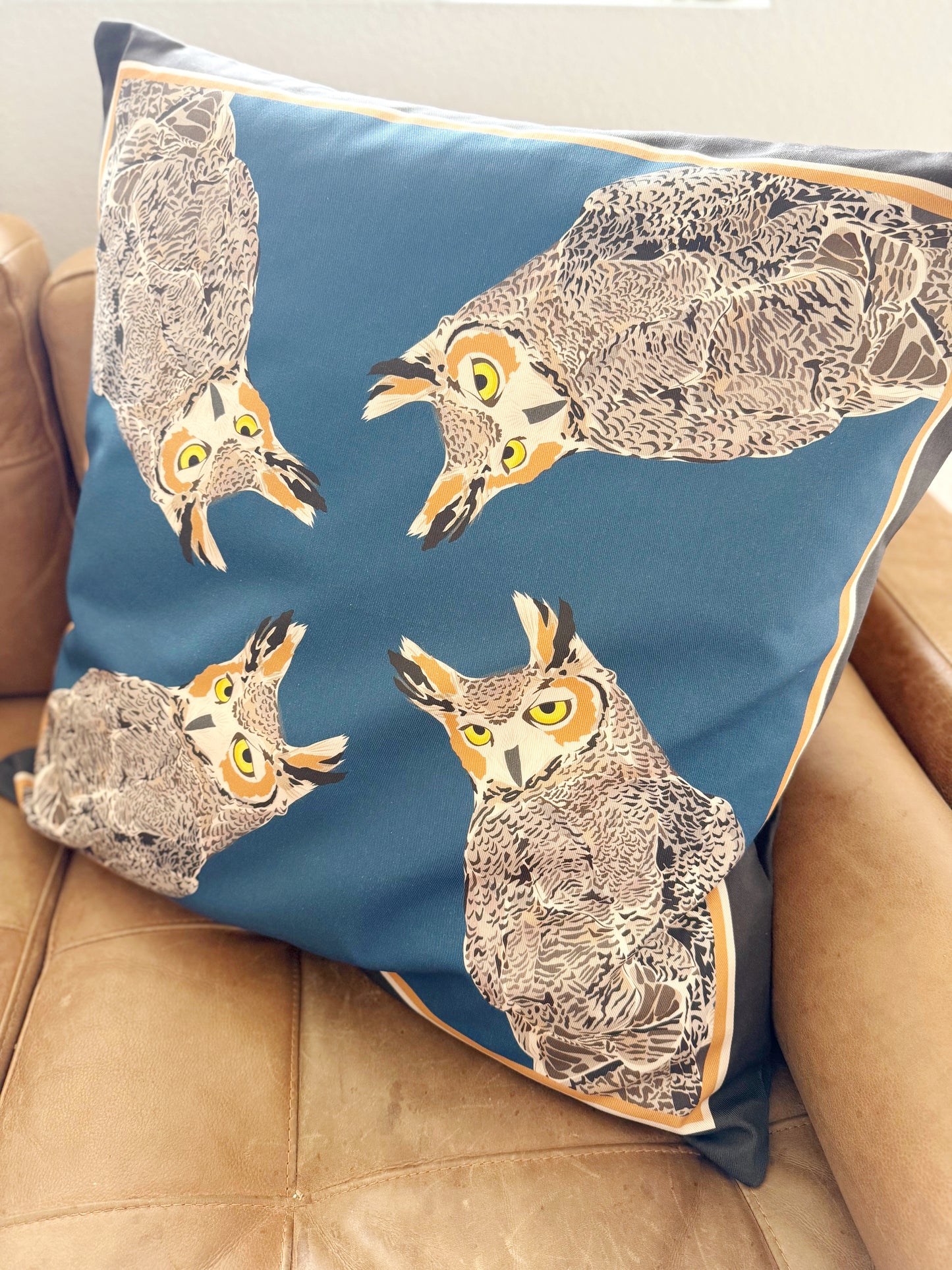 AA. Great Horned Owl 26” Throw Pillow