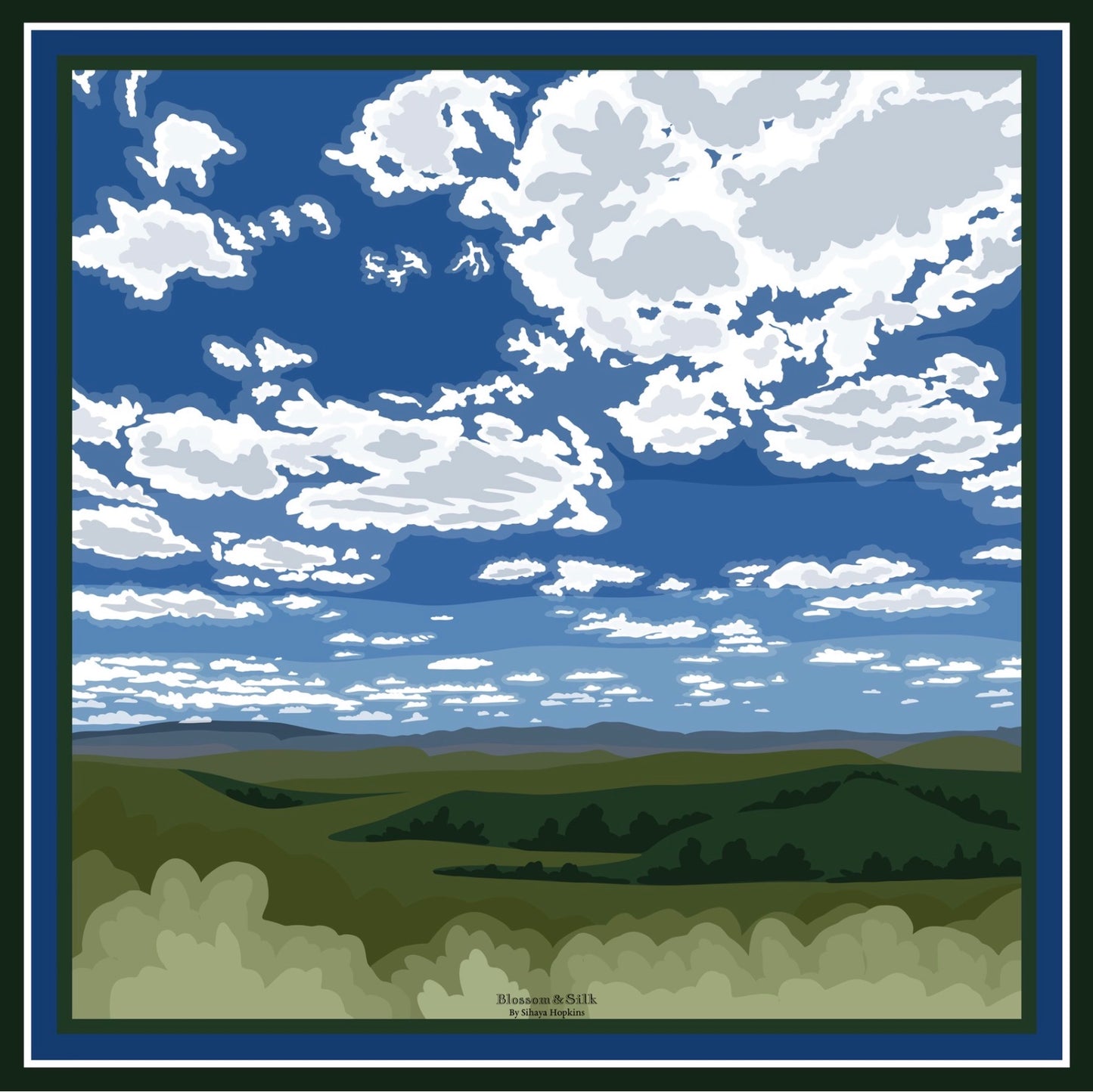 A. Made to order Silk Scarves July Delivery Landscape & Sky