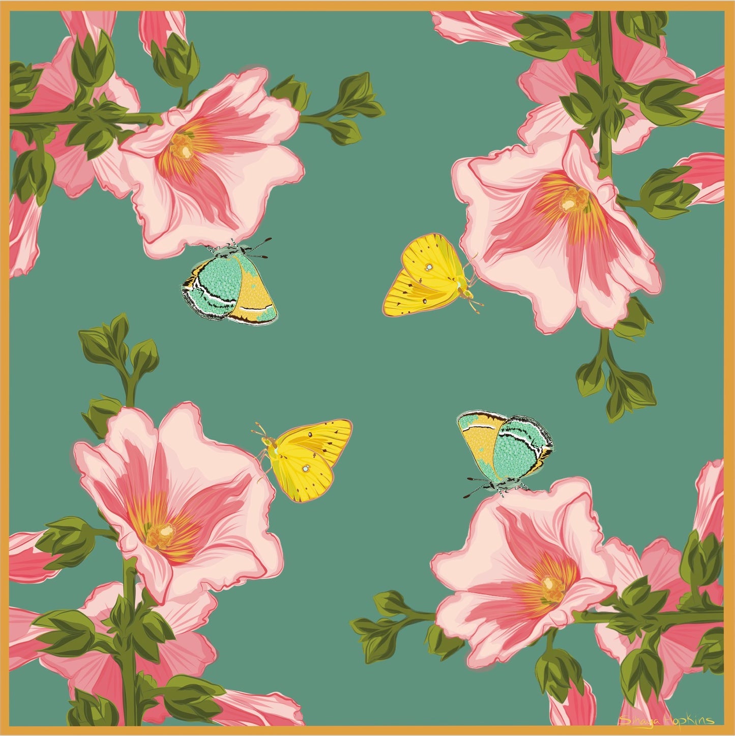 A. Made to order Silk Scarves July Delivery Flora & Butterflies