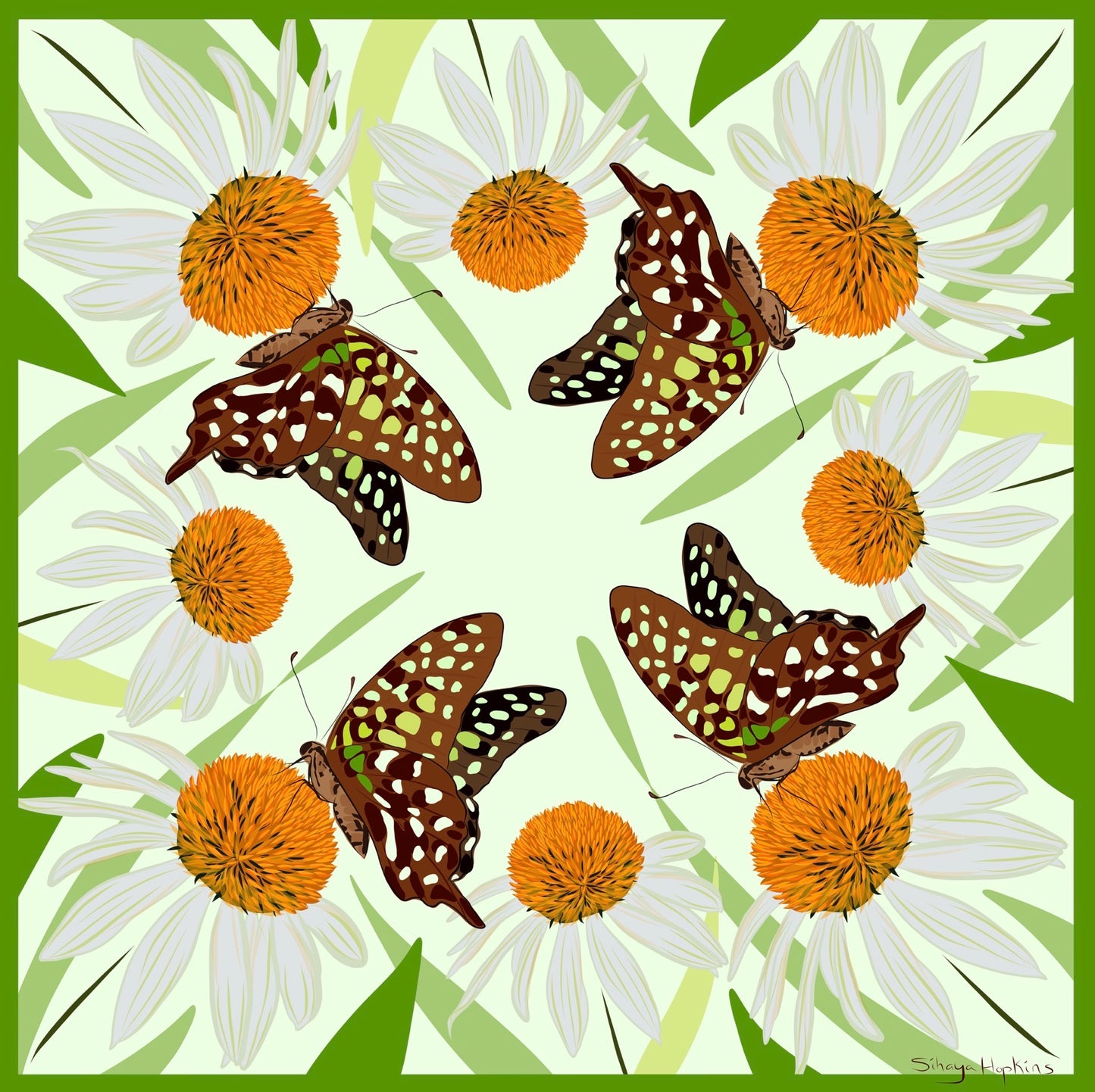 A. Made to order Silk Scarves July Delivery Flora & Butterflies