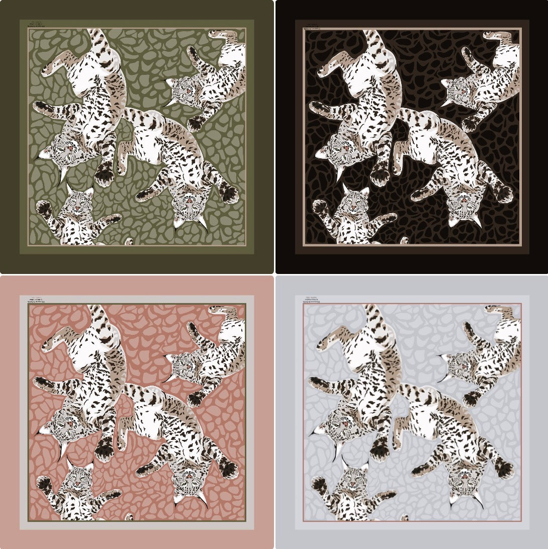 A. Made to order Playful Bobcat Silk Scarf August Delivery