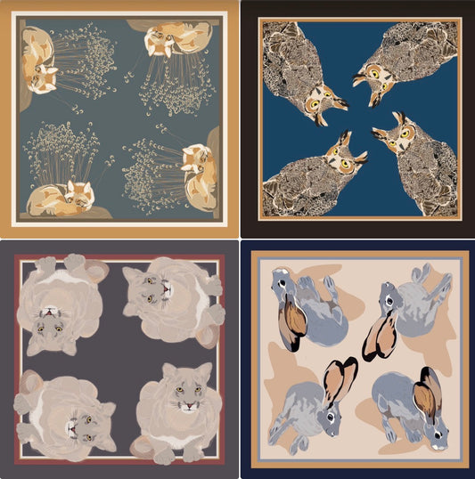 A. Four Corners Wildlife Prints Coyote, Great Horned Owl, Cougar & Jackrabbits